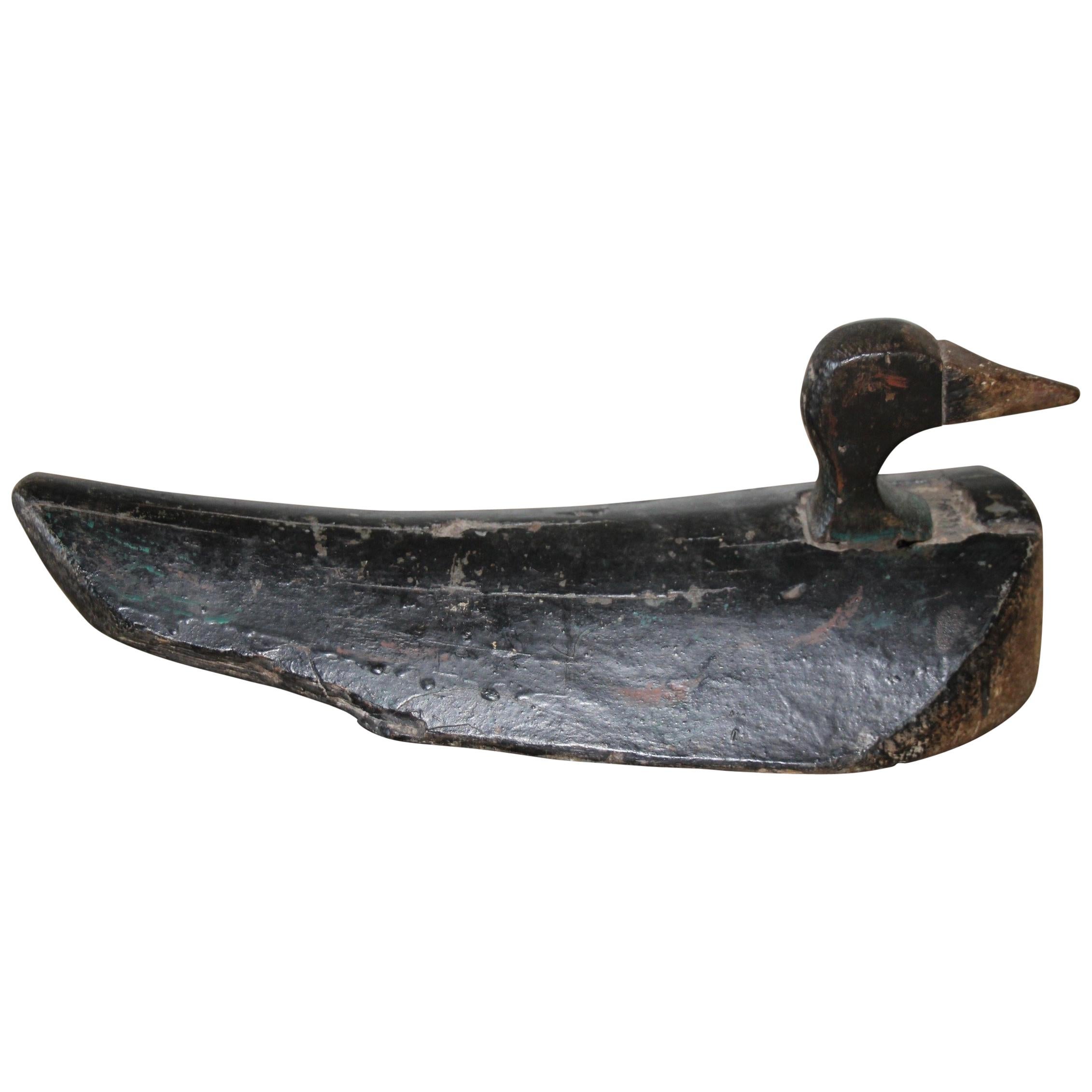 Antique Duck Decoy with Weight and Distressed Paint