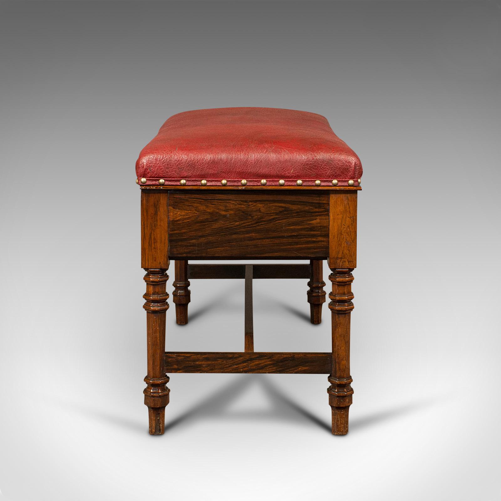 Antique Duet Music Stool, English, Piano Bench, Window Seat, Victorian, C.1880 In Good Condition In Hele, Devon, GB