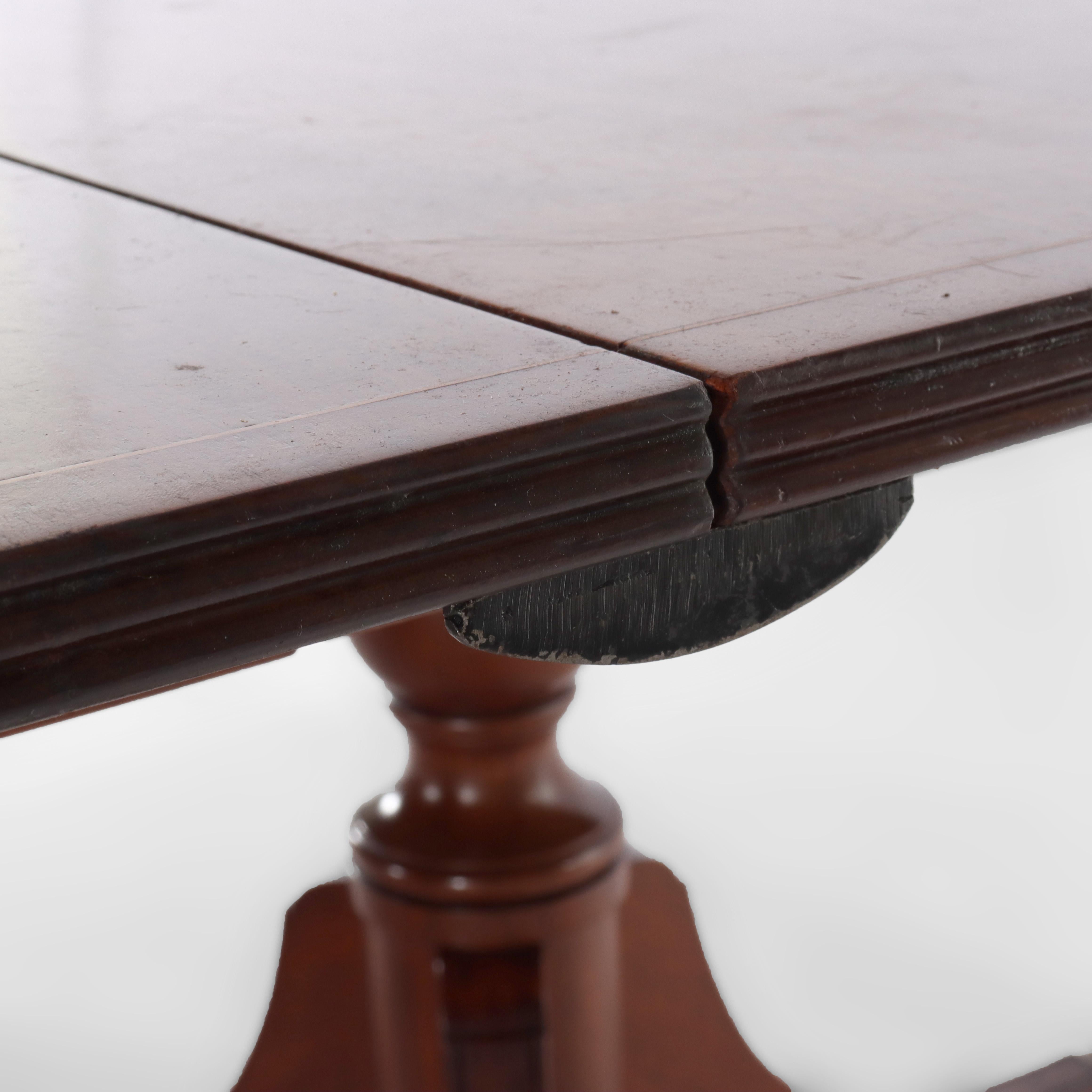 Antique Duncan & Phyfe 14' Mahogany Fur-Piece Pedestal Banquet Table For Sale 8
