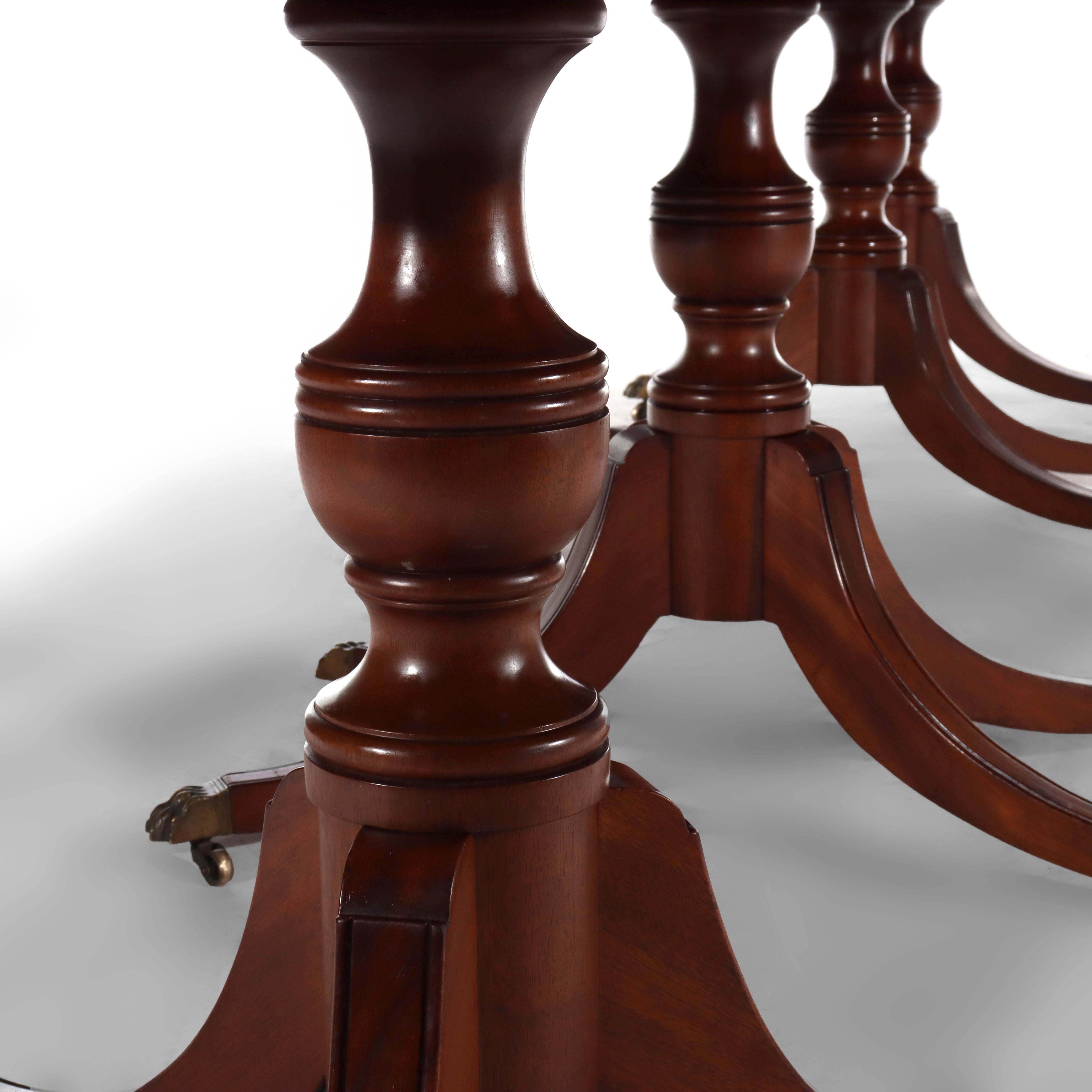 Antique Duncan & Phyfe 14' Mahogany Fur-Piece Pedestal Banquet Table For Sale 9