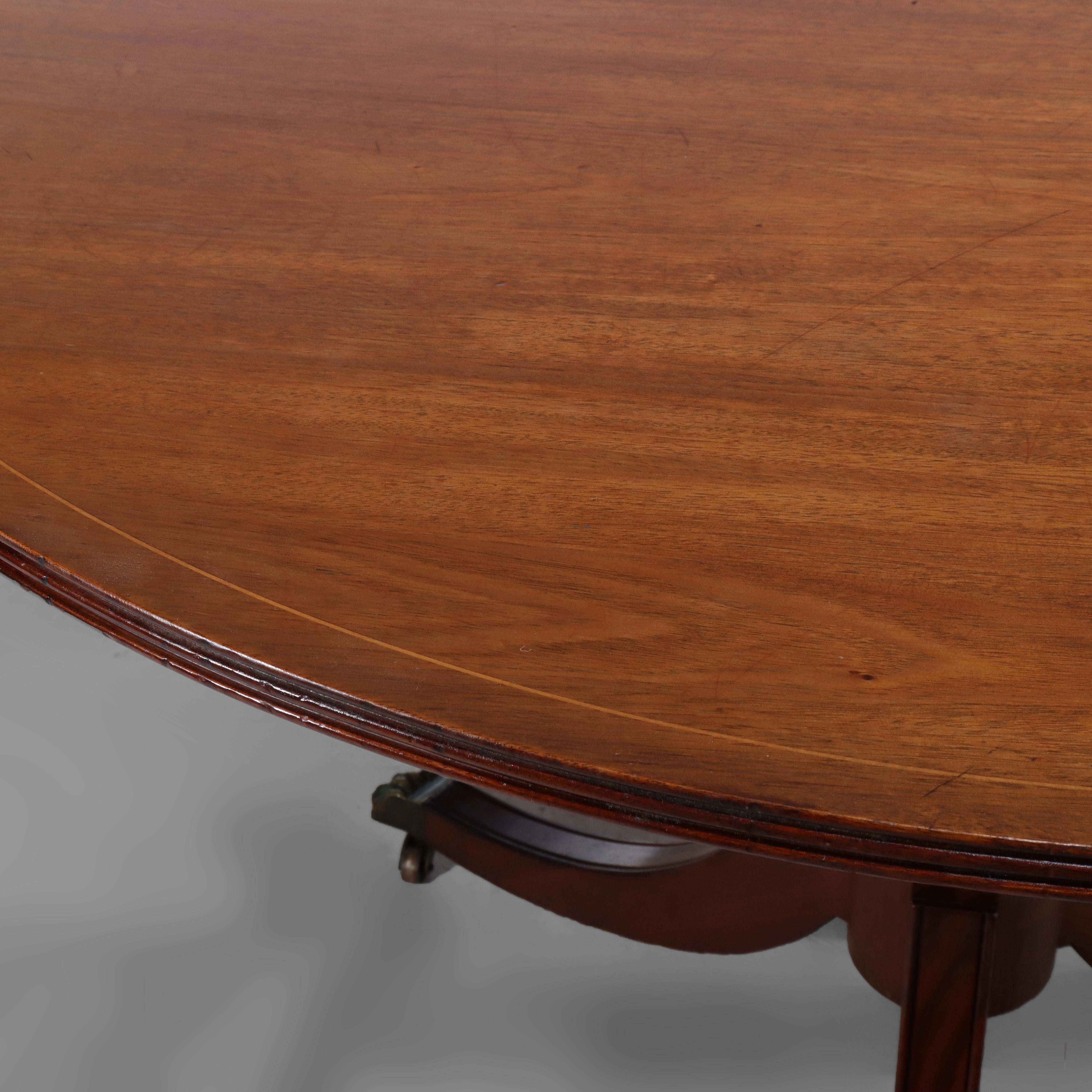 20th Century Antique Duncan & Phyfe 14' Mahogany Fur-Piece Pedestal Banquet Table For Sale