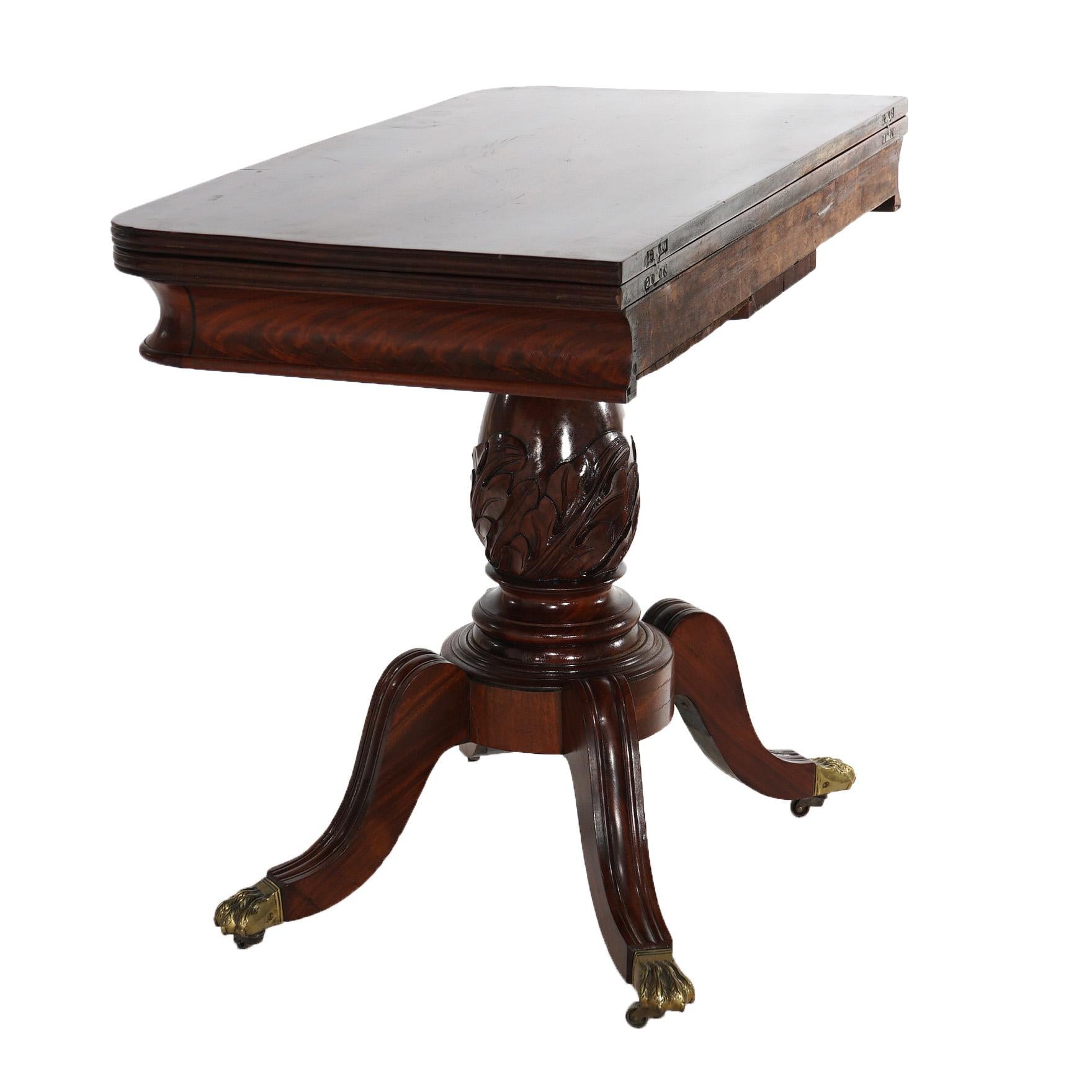 Antique Duncan Phyfe Carved Mahogany Card Table C1830’s In Good Condition For Sale In Big Flats, NY