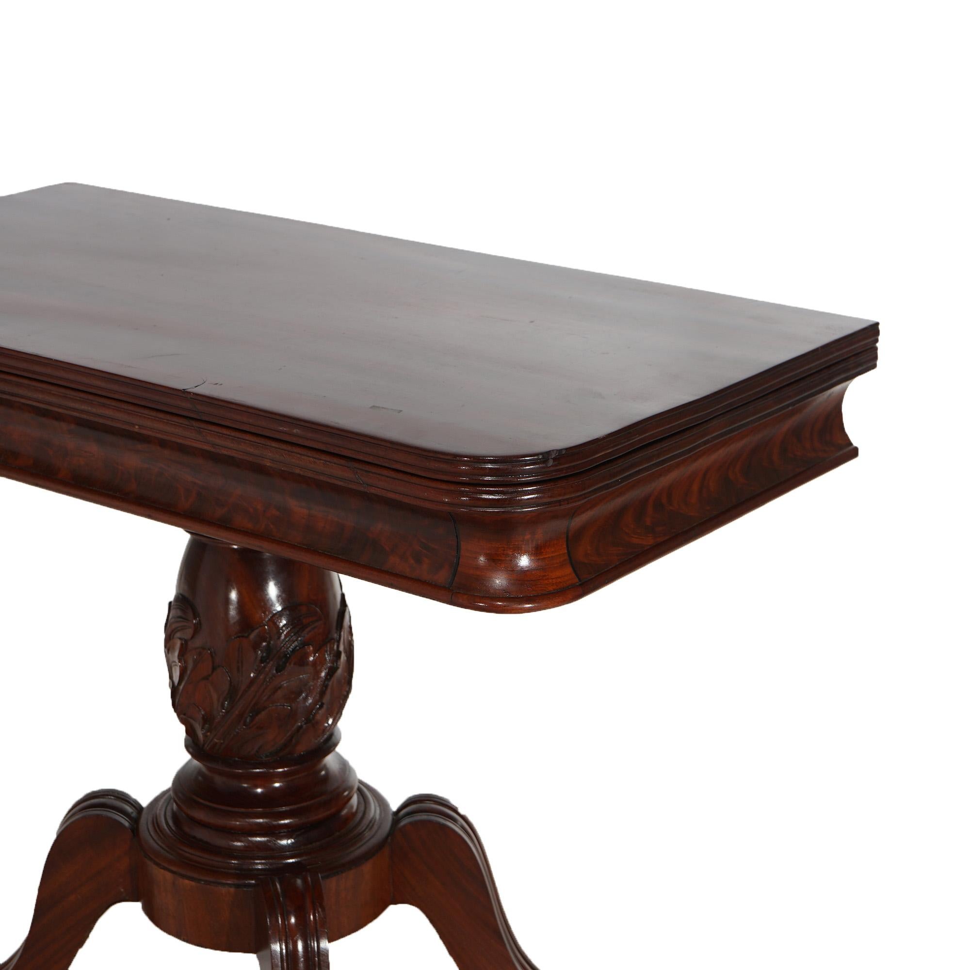19th Century Antique Duncan Phyfe Carved Mahogany Card Table C1830’s For Sale