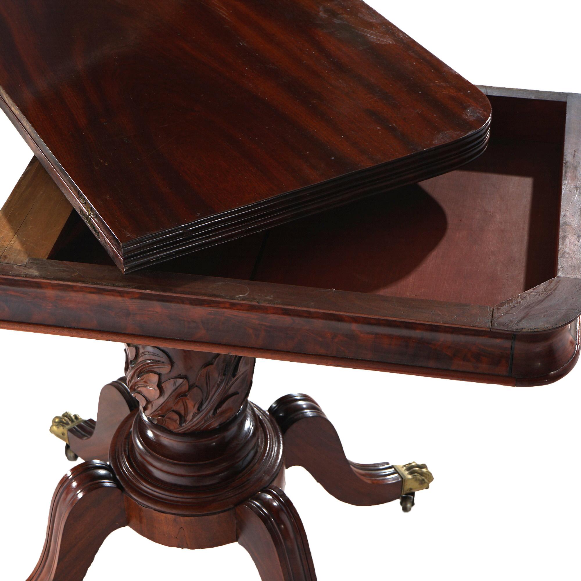 Antique Duncan Phyfe Carved Mahogany Card Table C1830’s For Sale 1