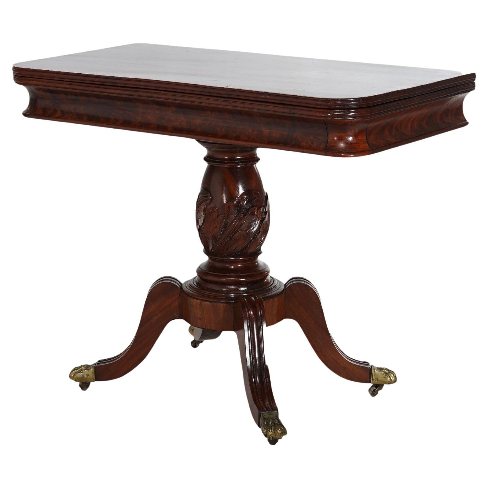 Antique Duncan Phyfe Carved Mahogany Card Table C1830’s For Sale