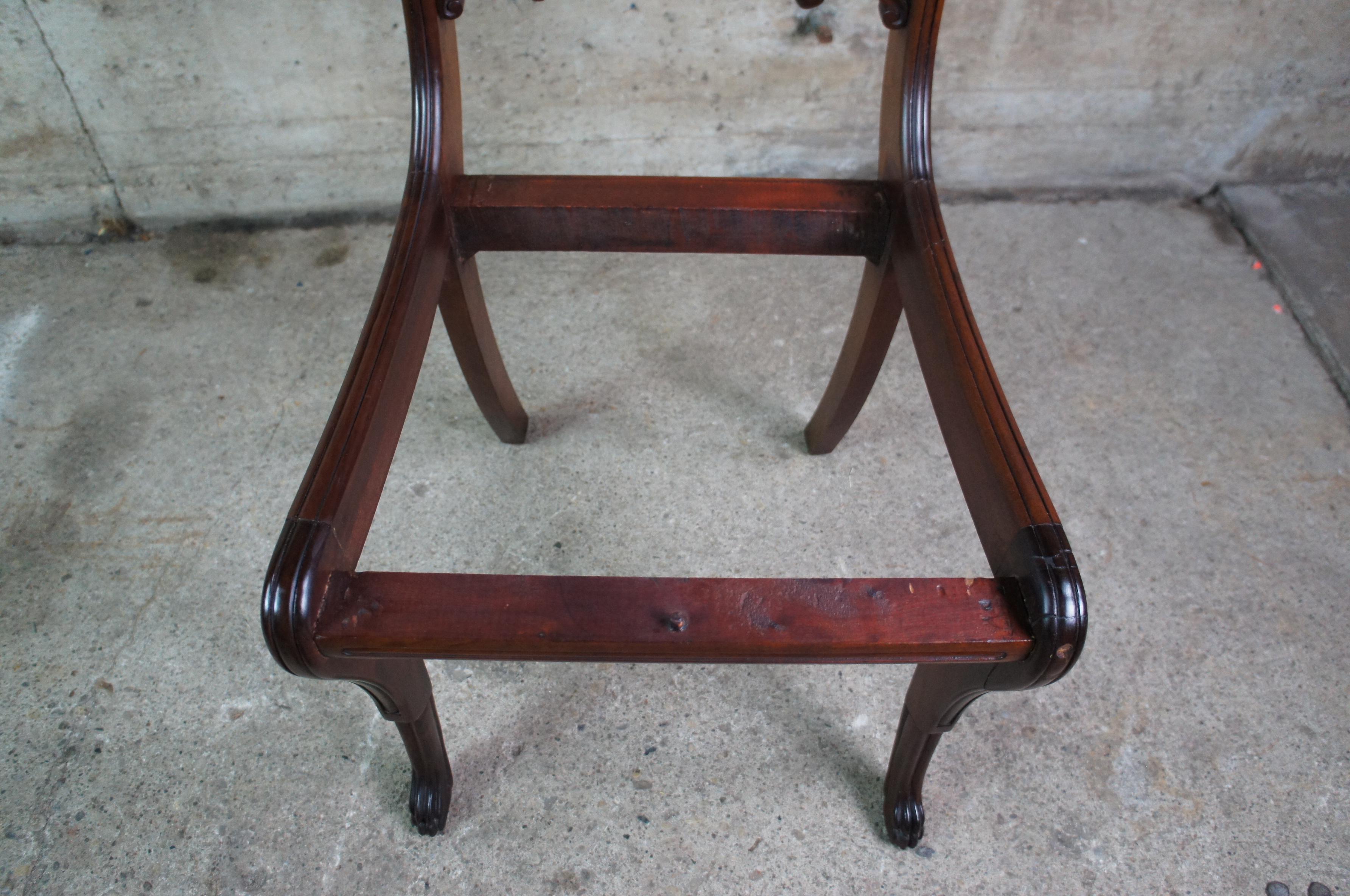 Antique Duncan Phyfe Klismos Flame Mahogany Parlor Paw Foot Chair Empire Regency 3