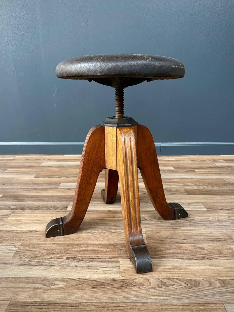 American Antique Duncan Phyfe Style Adjustable Piano Stool For Sale