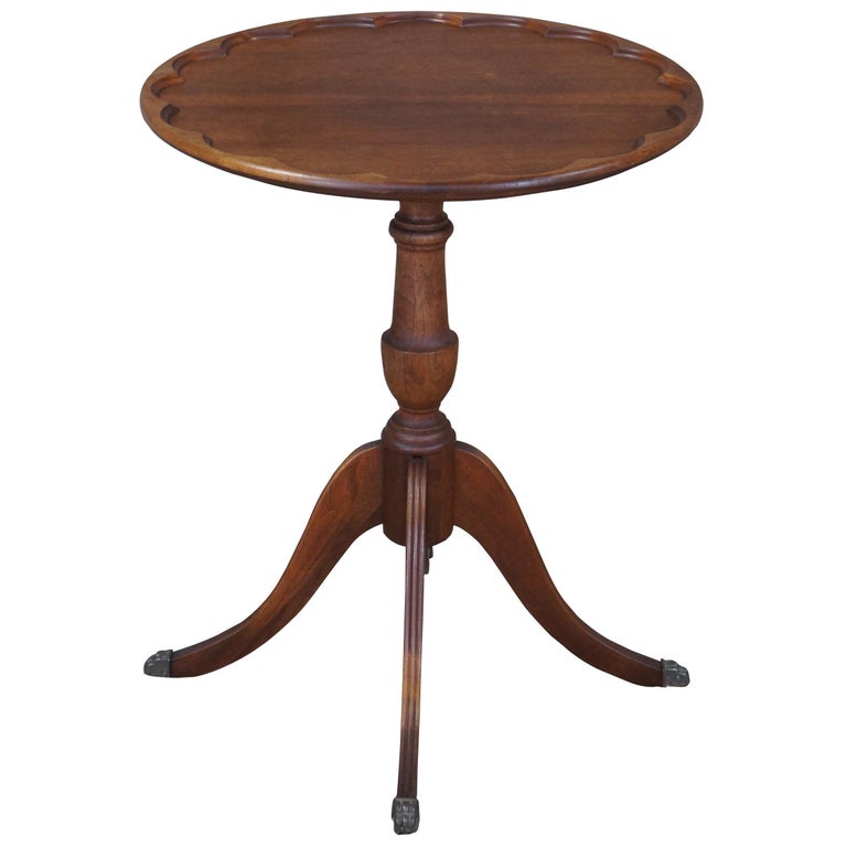 Antique Duncan Phyfe Style Mahogany Pie Crust Pedestal Tea Table Paw at