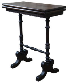 Antique Duncan Phyfe Walnut Flip Top Parlor Game Side Accent Chess Table TV