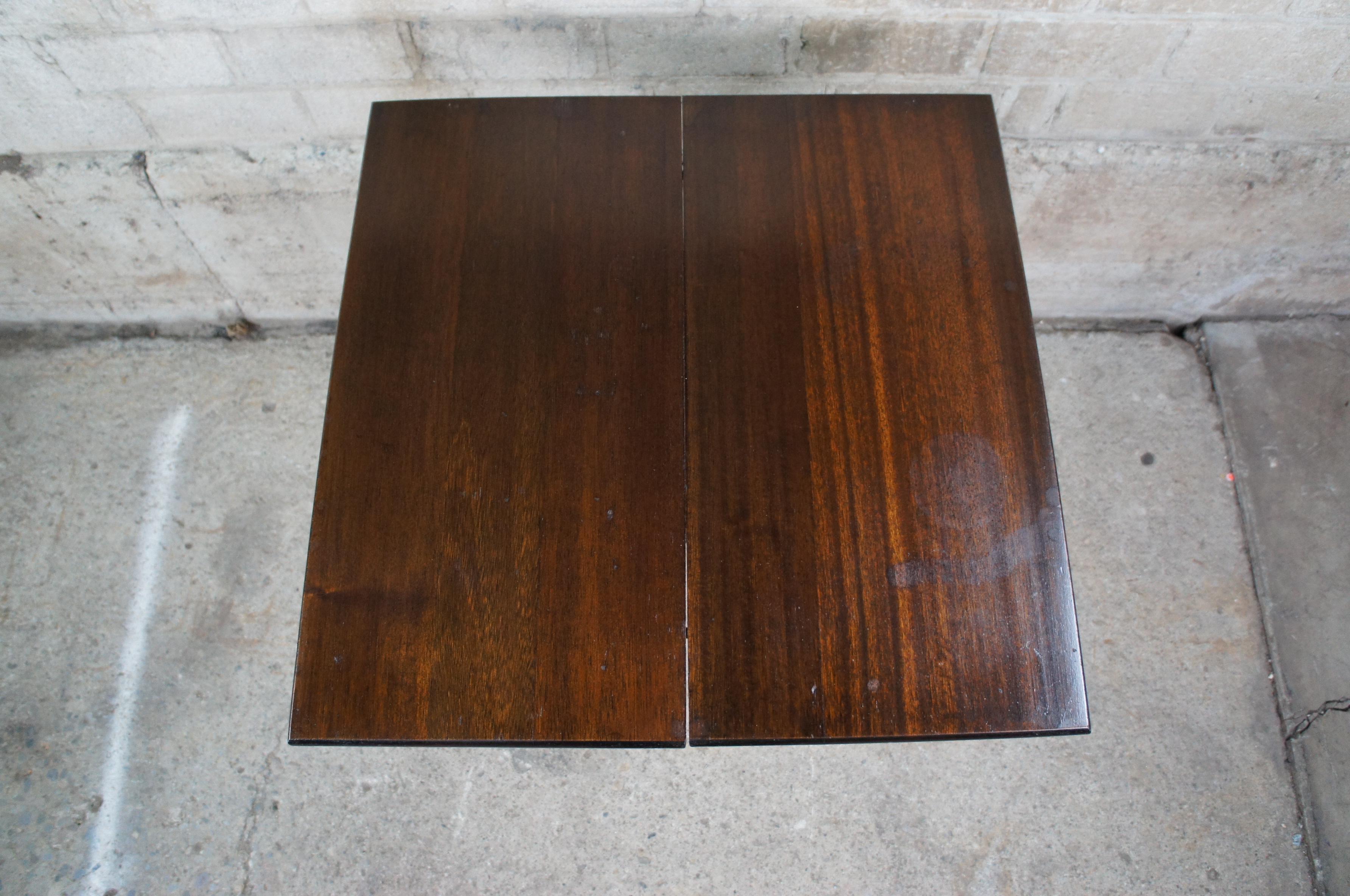 20th Century Antique Duncan Phyfe Walnut Flip Top Parlor Game Side Accent Chess Table TV