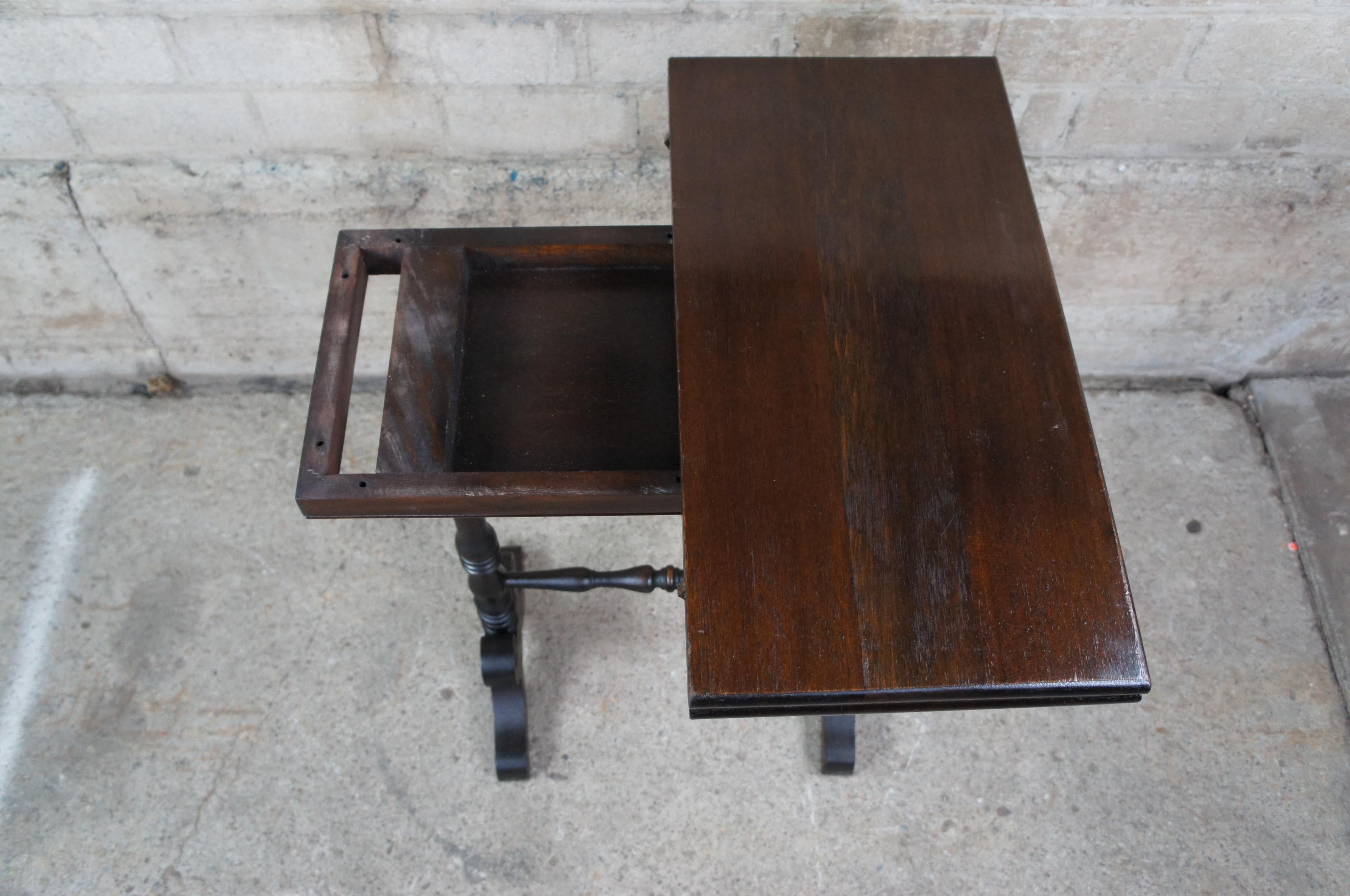 Antique Duncan Phyfe Walnut Flip Top Parlor Game Side Accent Chess Table TV 1
