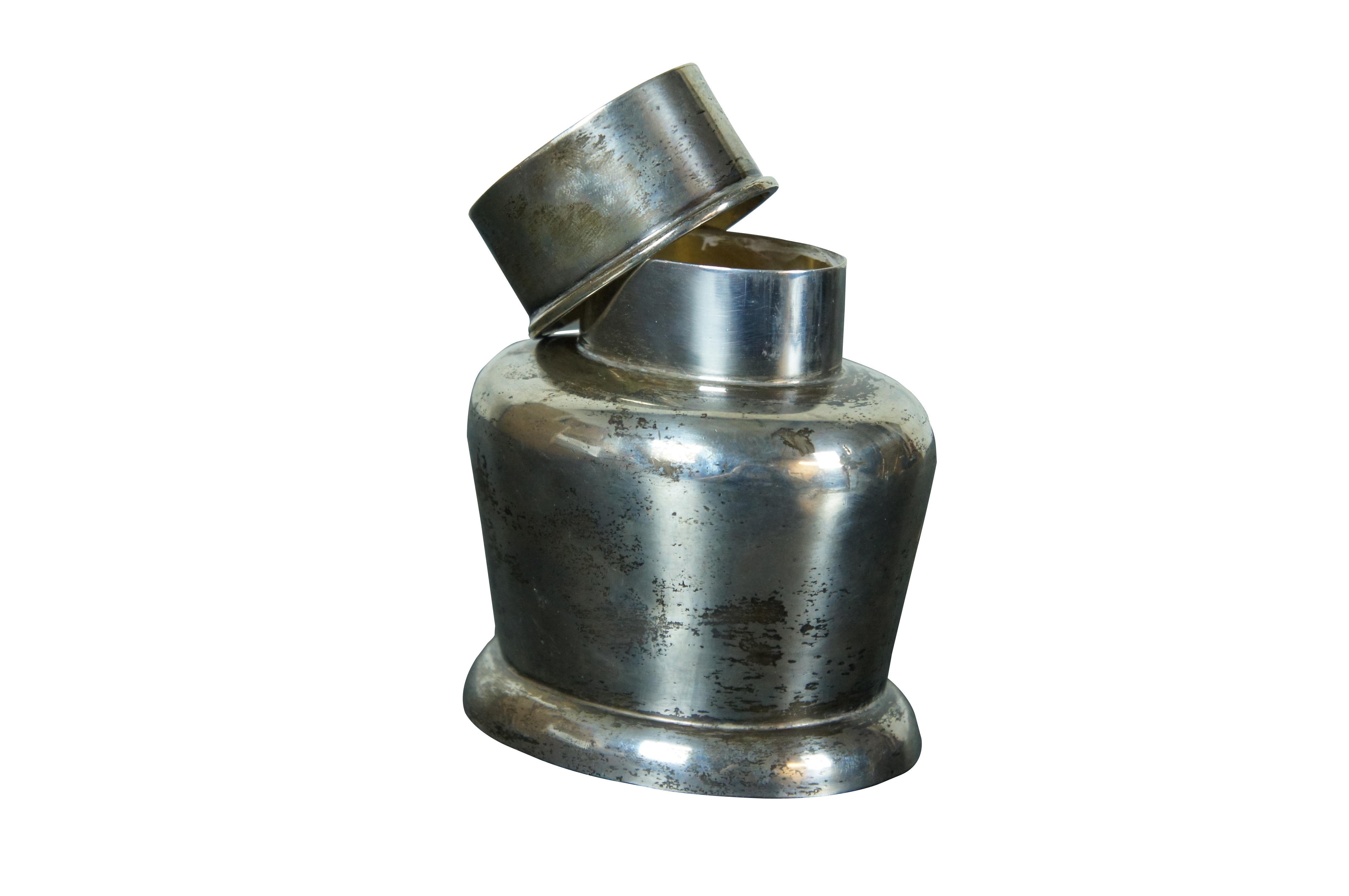 Edoardiano Antico 1912 Duncan & Scobbie Birmingham Sterling Silver Tea Canister Caddy 177g in vendita
