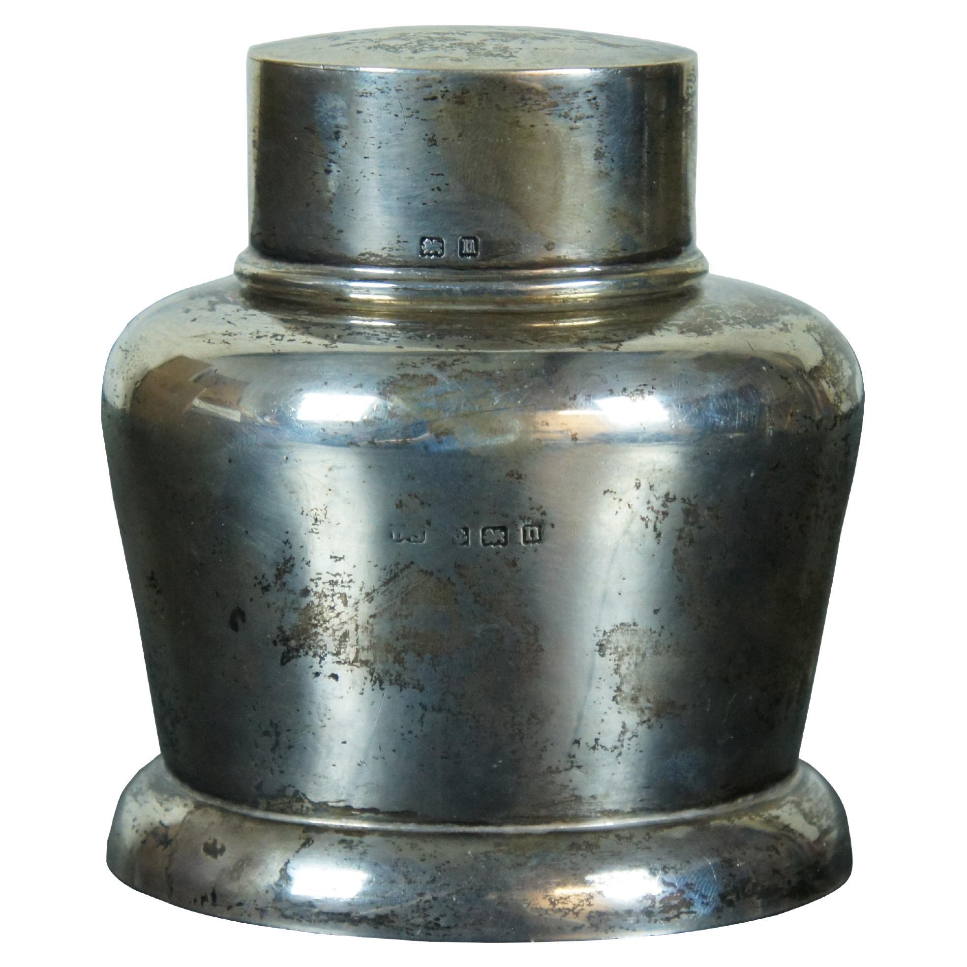 Antique 1912 Duncan & Scobbie Birmingham Sterling Silver Tea Canister Caddy 177g