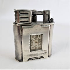 Antique Dunhill Sterling Silver Swing Arm Sports Watch or Clock Pocket Lighter