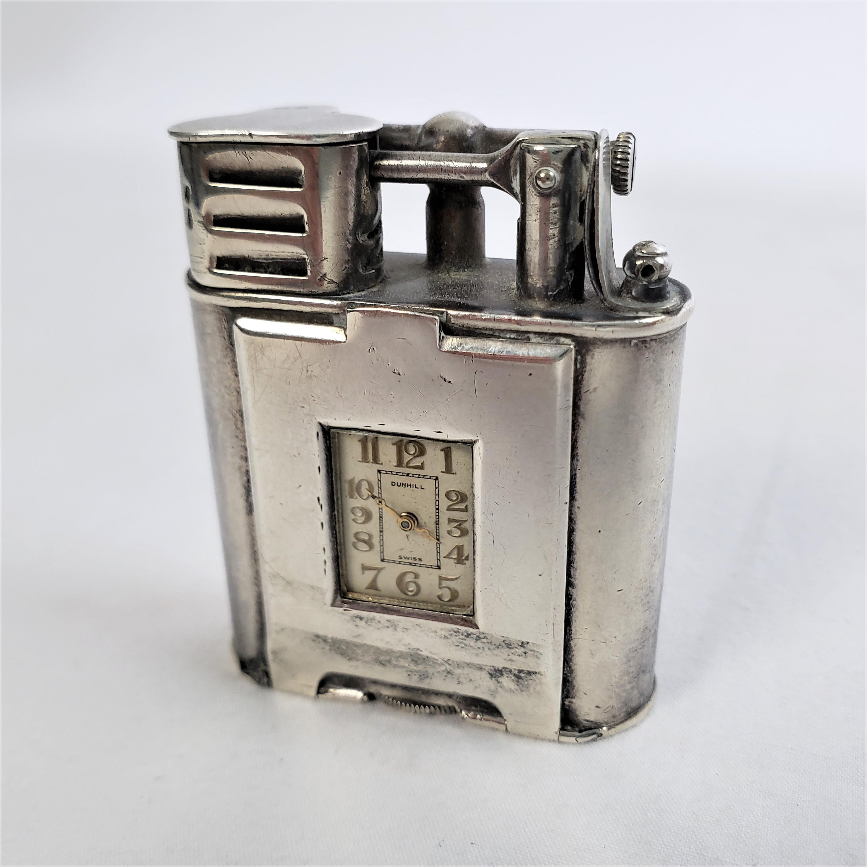 Swiss Antique Dunhill Sterling Silver Swing Arm Sports Watch or Clock Pocket Lighter