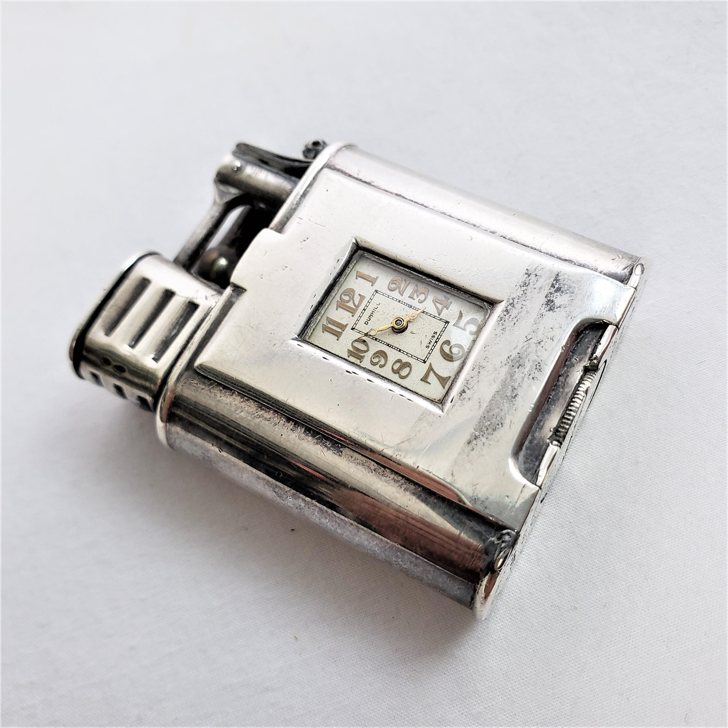 Antique Dunhill Sterling Silver Swing Arm Sports Watch or Clock Pocket Lighter 1