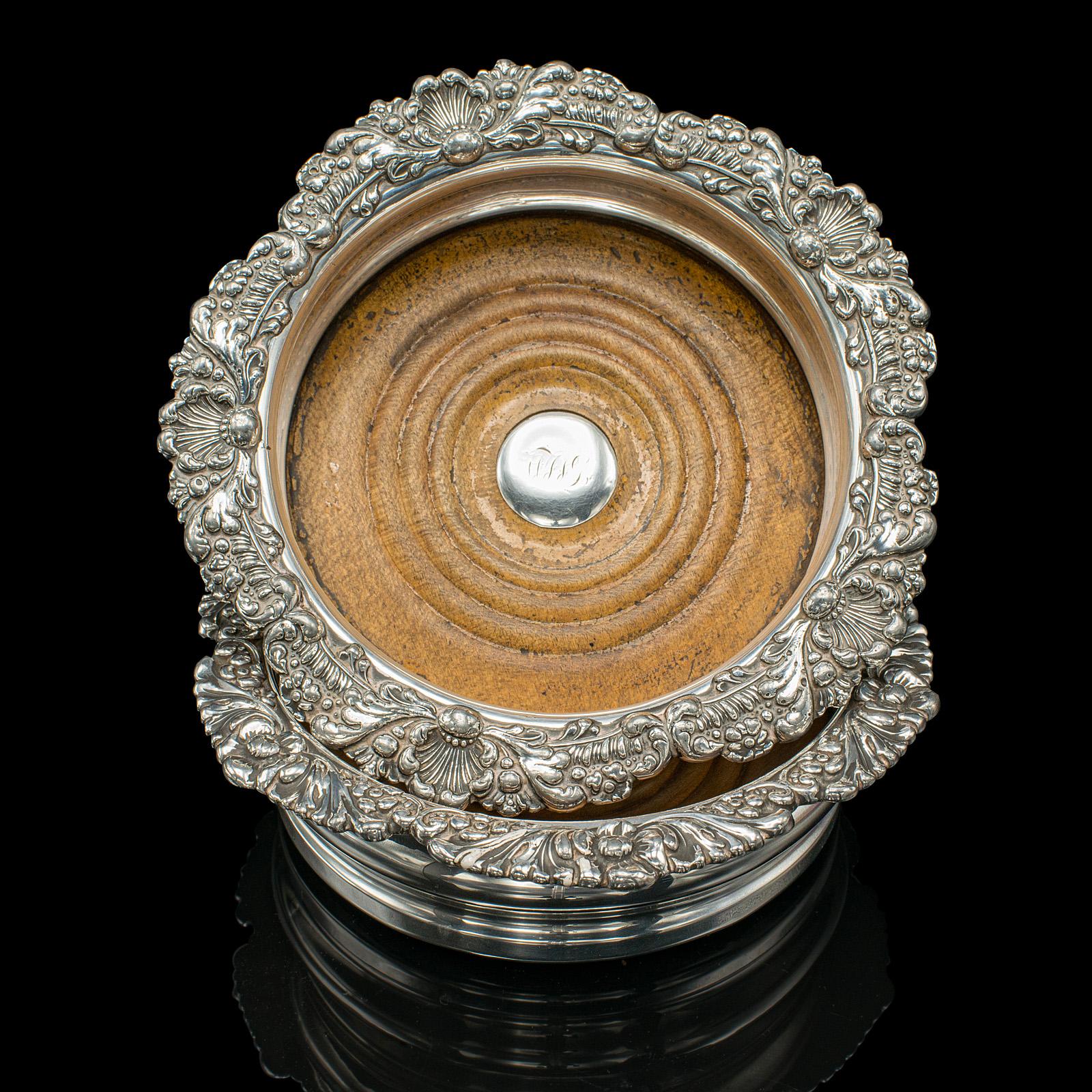 Edoardiano Duo antico, sottobicchieri per bottiglie Magnum, inglese, champagne, tiratore di tappi, edoardiano in vendita