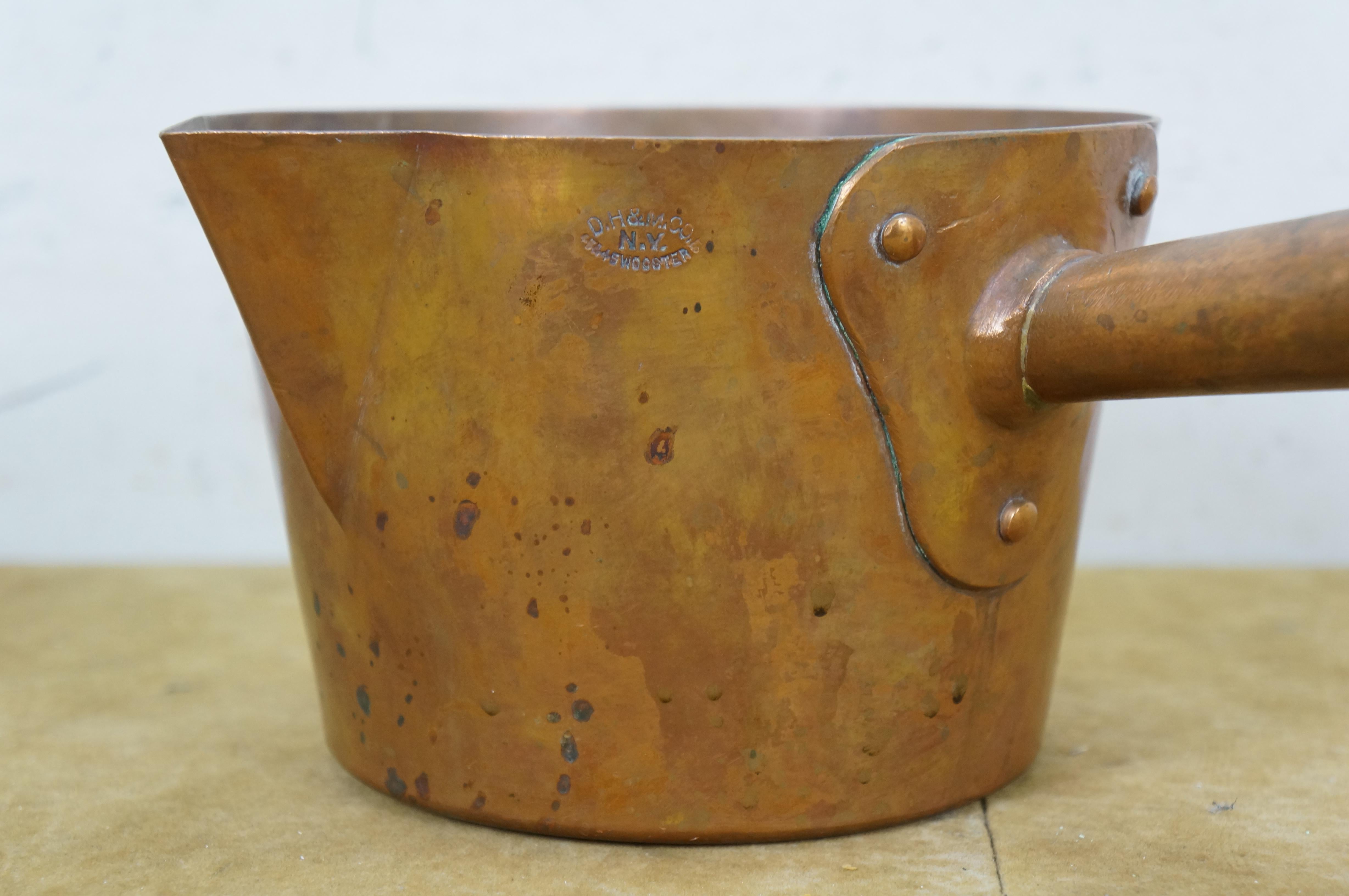 Antique Duparquet DH&M Copper Sugar Candy Jam Sauce Pot Pan w Spout 12