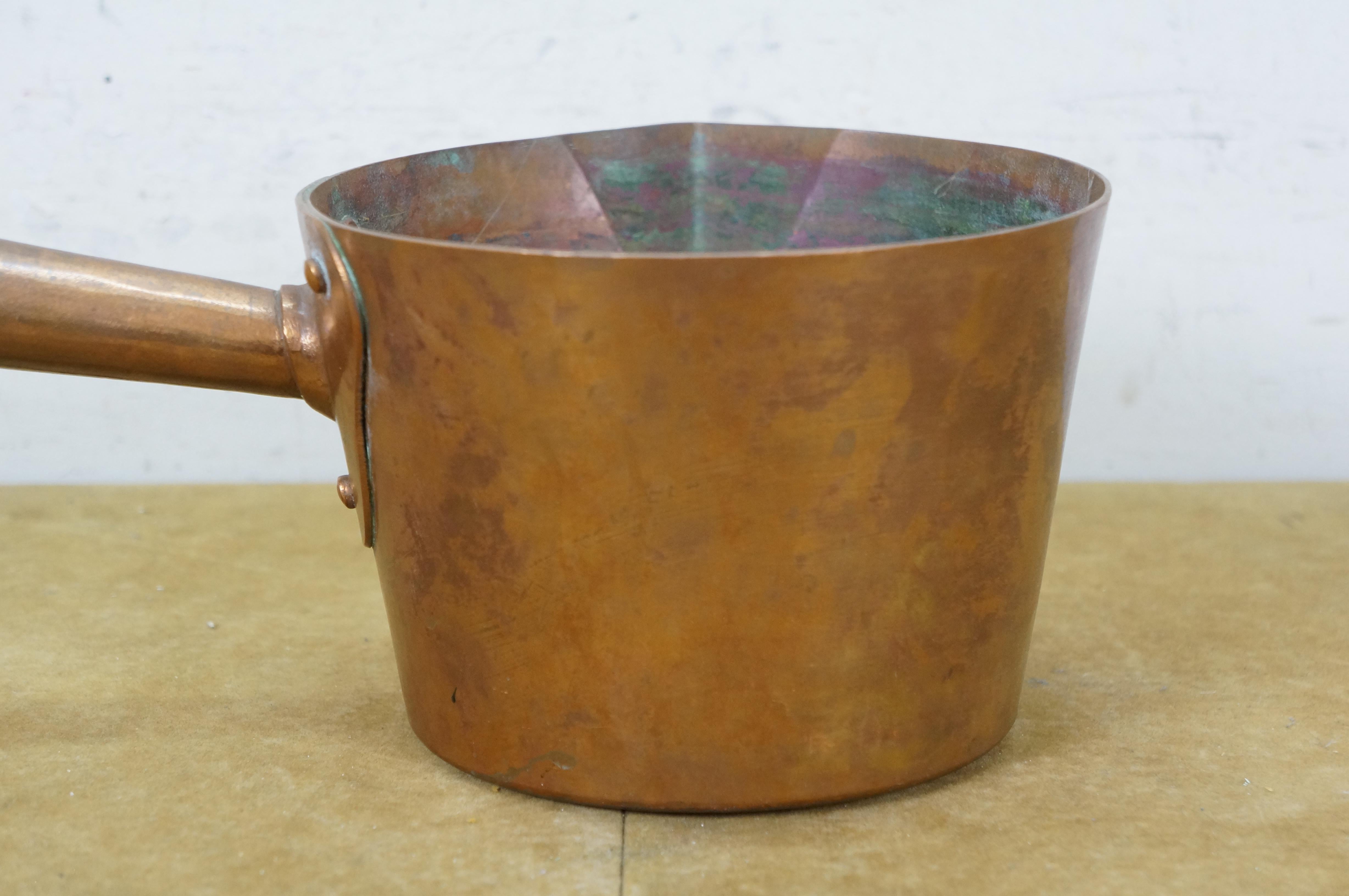 Early 20th Century Antique Duparquet DH&M Copper Sugar Candy Jam Sauce Pot Pan w Spout 12