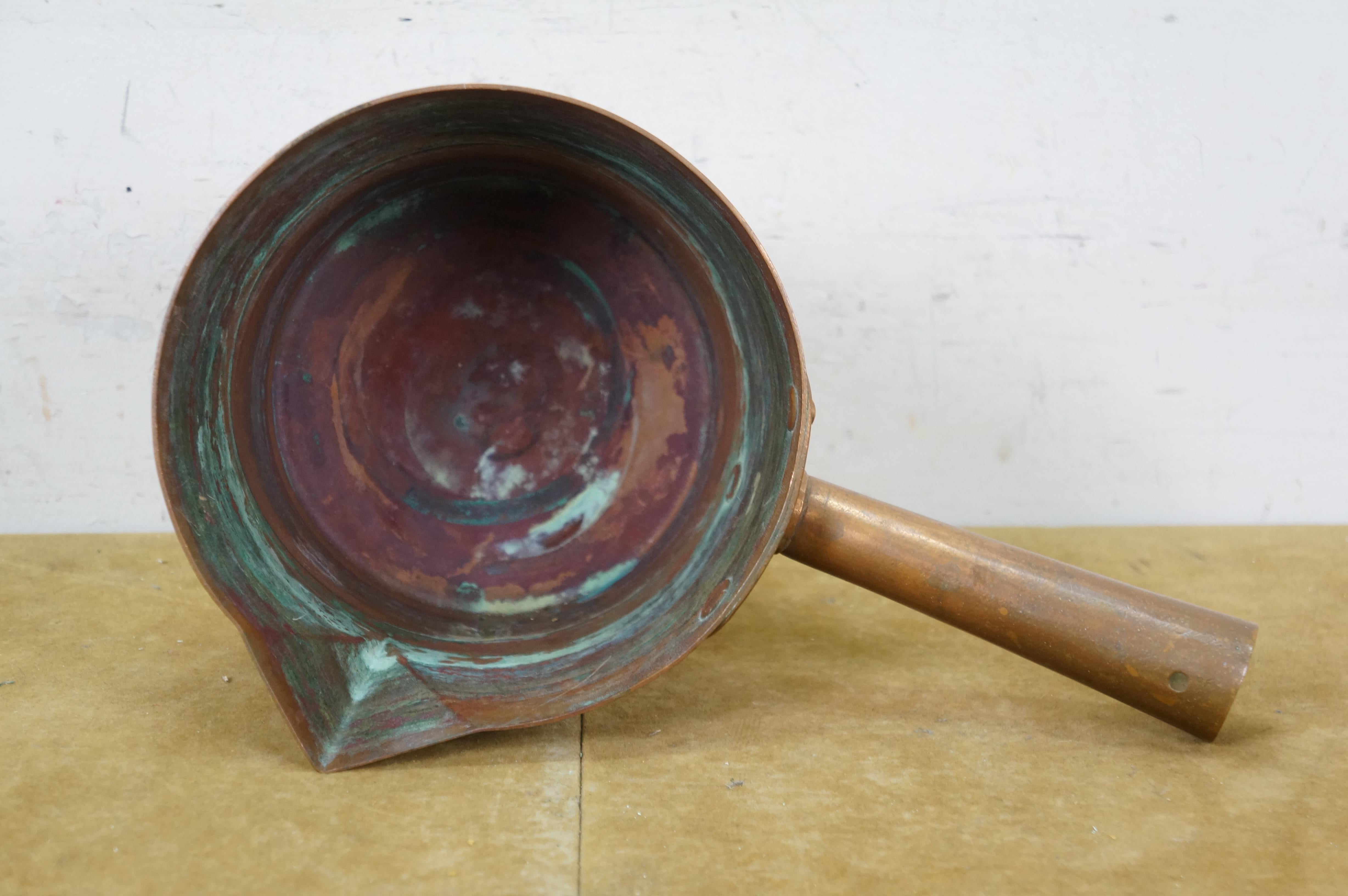 Antique Duparquet DH&M Copper Sugar Candy Jam Sauce Pot Pan w Spout 12