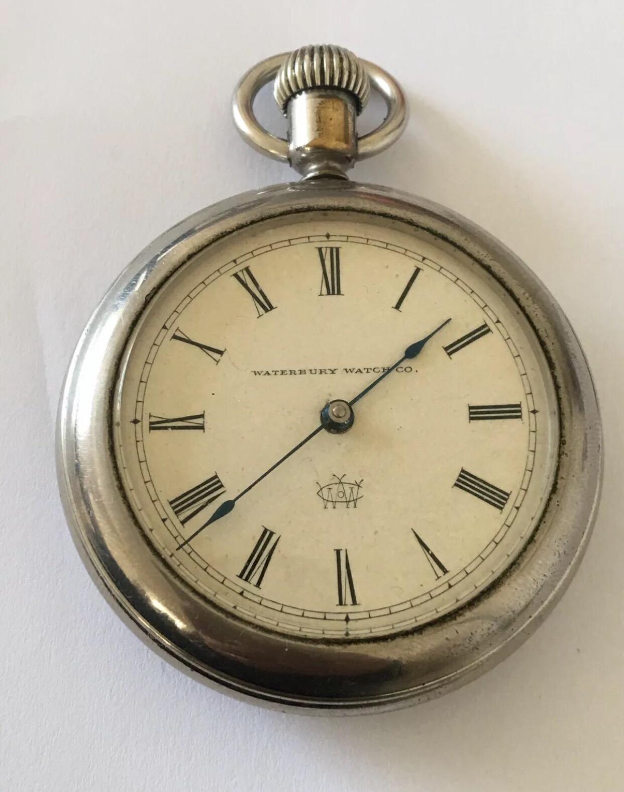 Antique Duplex Escapement Pocket Watch Signed The Waterbury Watch Co. For Sale 3