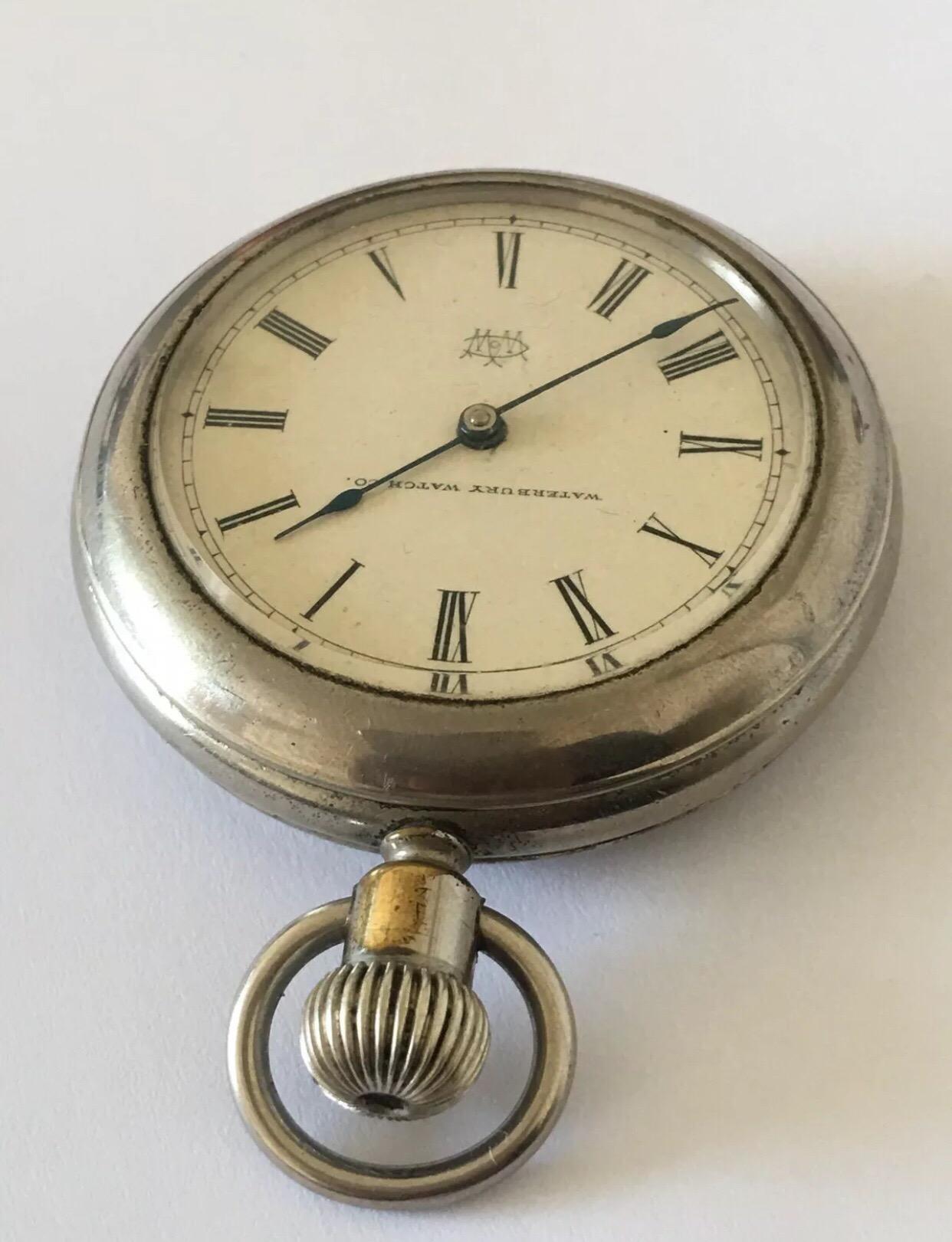 Antike Duplex Escapement Taschenuhr, signiert The Waterbury Watch Co. im Zustand „Relativ gut“ im Angebot in Carlisle, GB