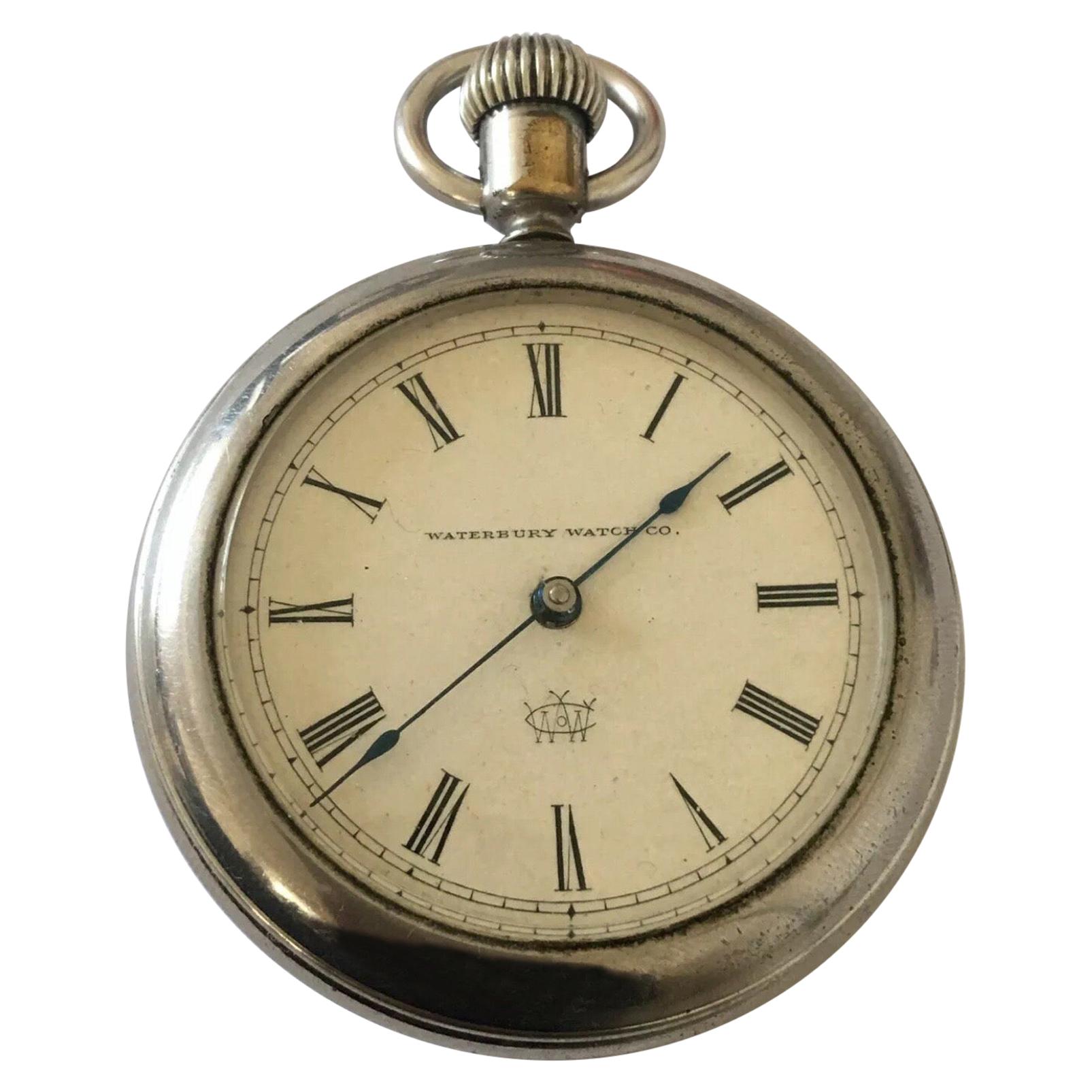 Antique Duplex Escapement Pocket Watch Signed The Waterbury Watch Co. For Sale