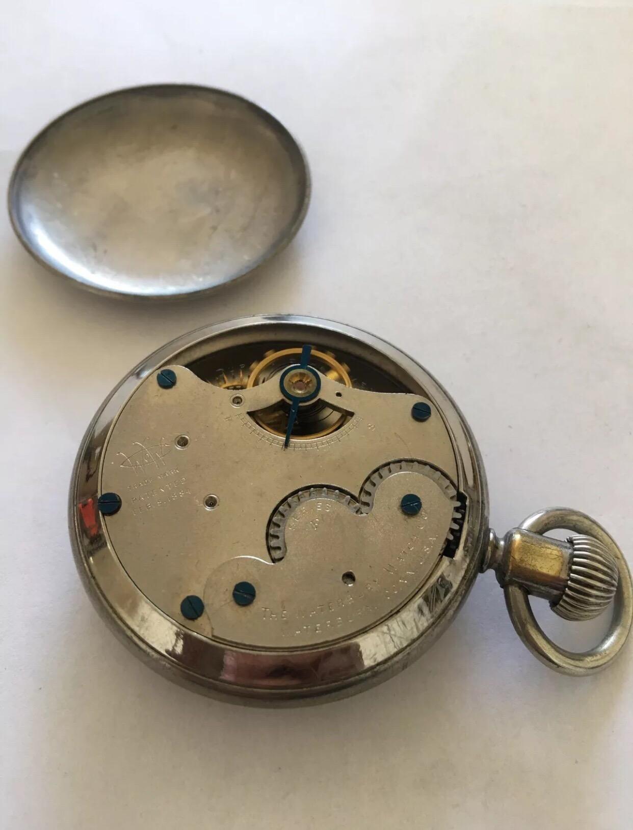 Women's or Men's Antique Duplex Pocket Watch Signed Waterbury Watch Co.