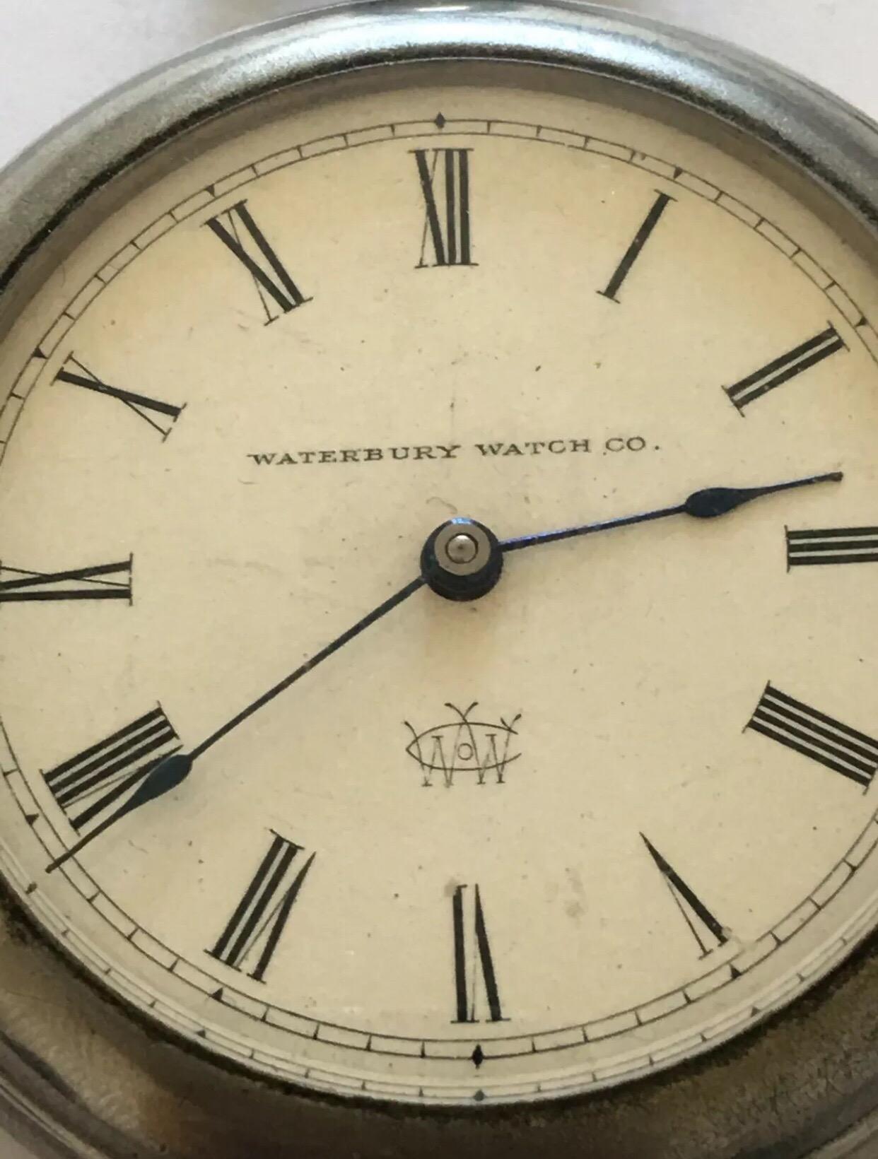 Antique Duplex Pocket Watch Signed Waterbury Watch Co. 1