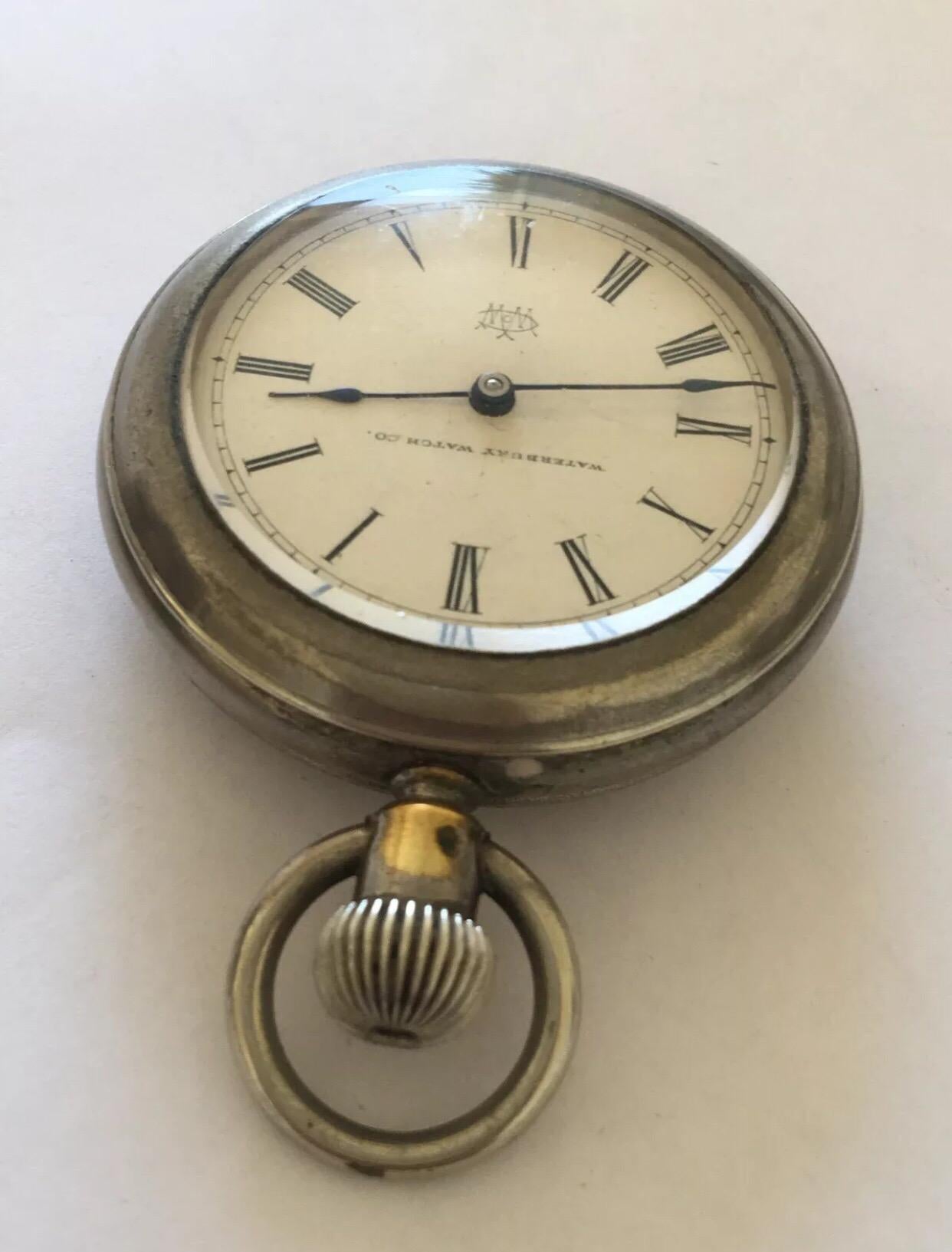 Antique Duplex Pocket Watch Signed Waterbury Watch Co. 2