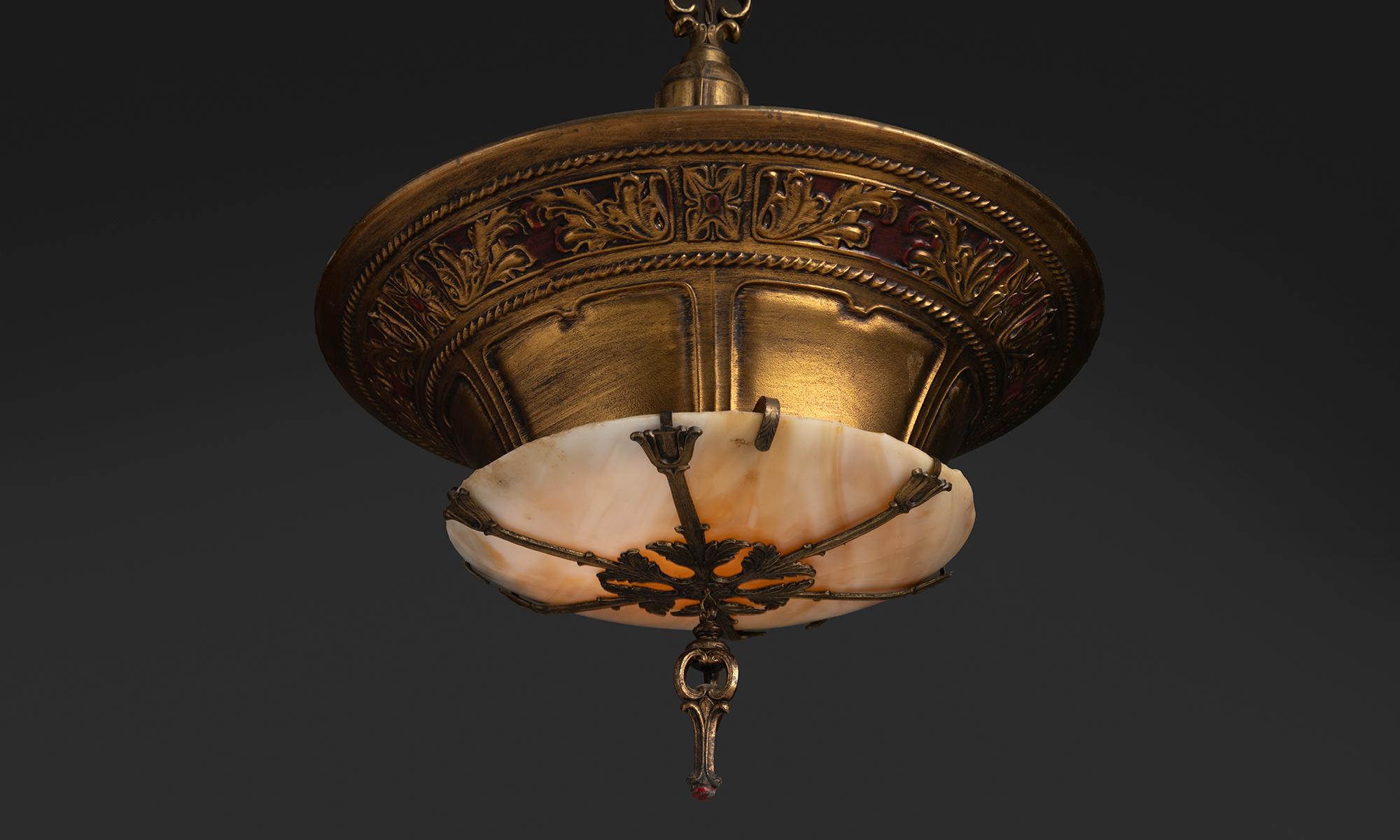 Antichi pendenti da soffitto in vetro opalino Duplexalite, America circa 1920 in vendita 1