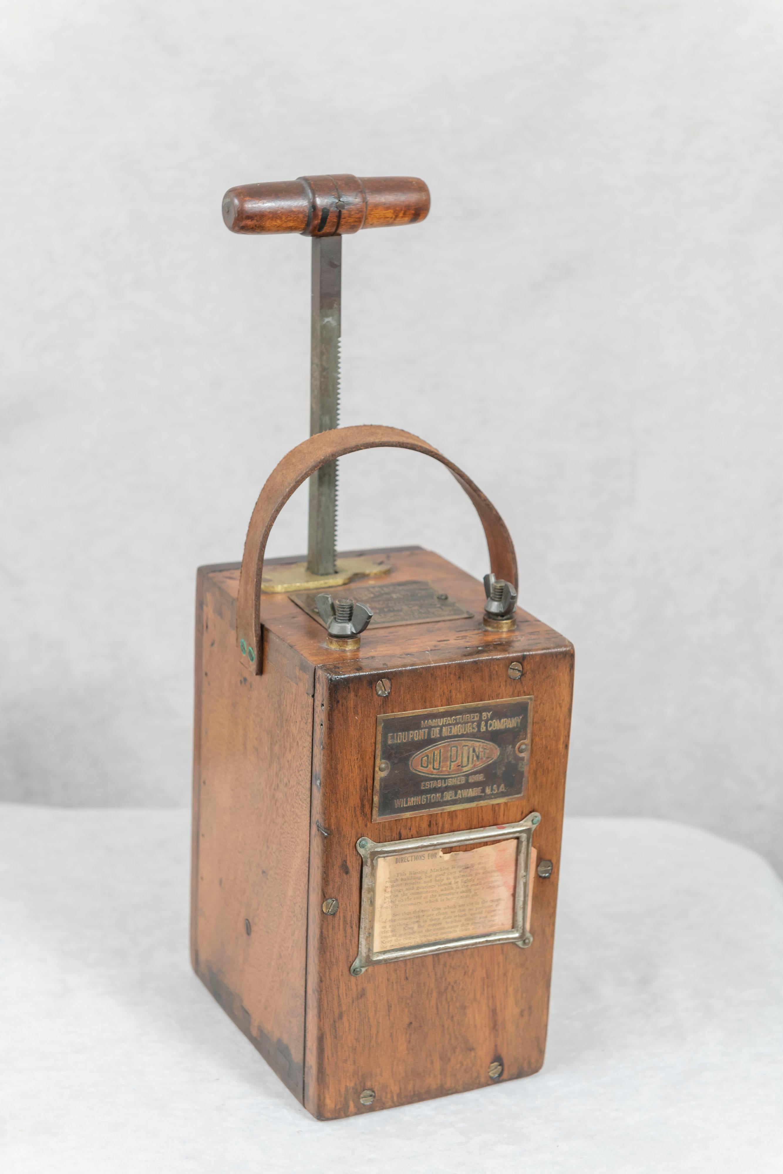 American Antique Dupont Blasting Machine, with Storage Tin for Caps
