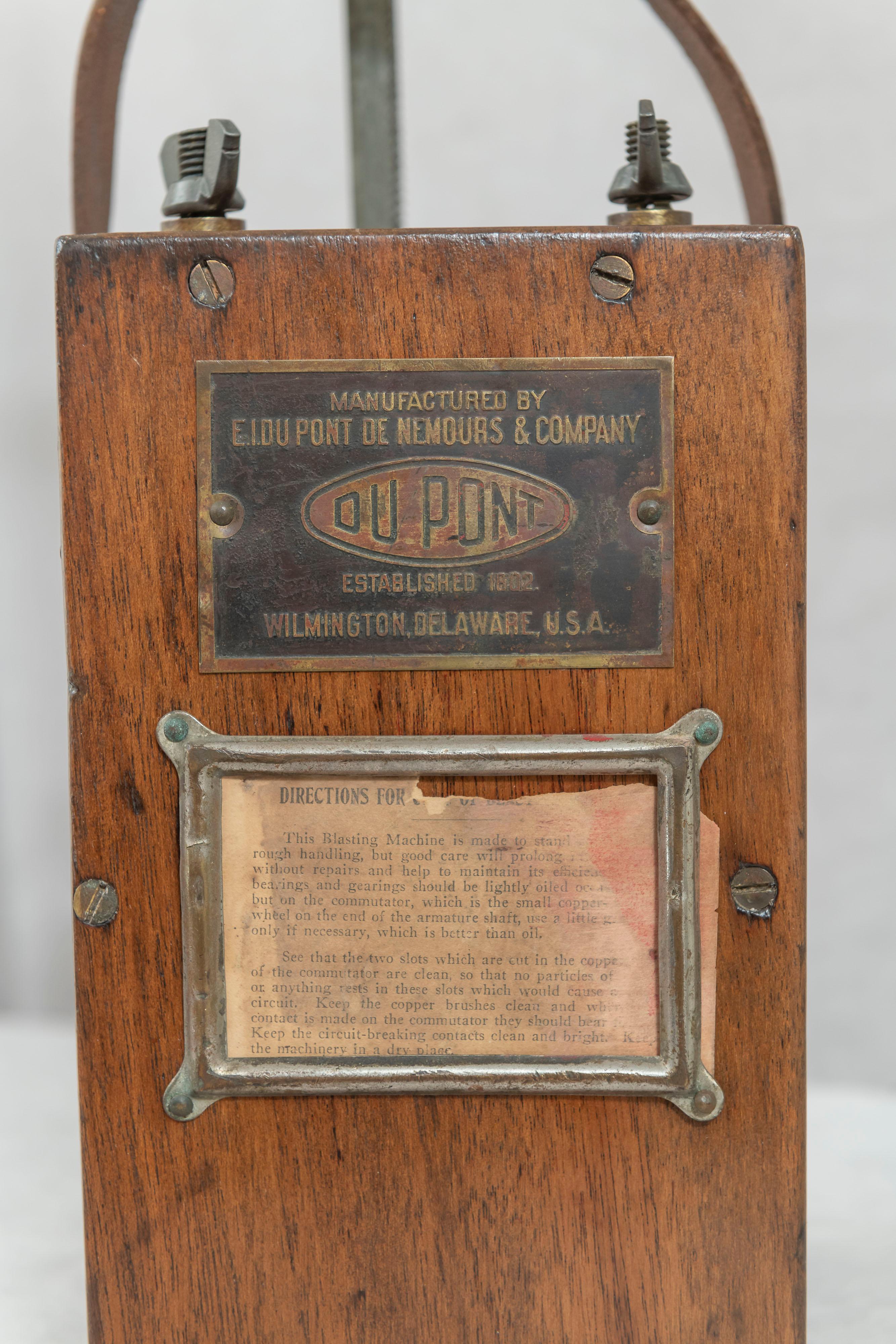 Cast Antique Dupont Blasting Machine, with Storage Tin for Caps