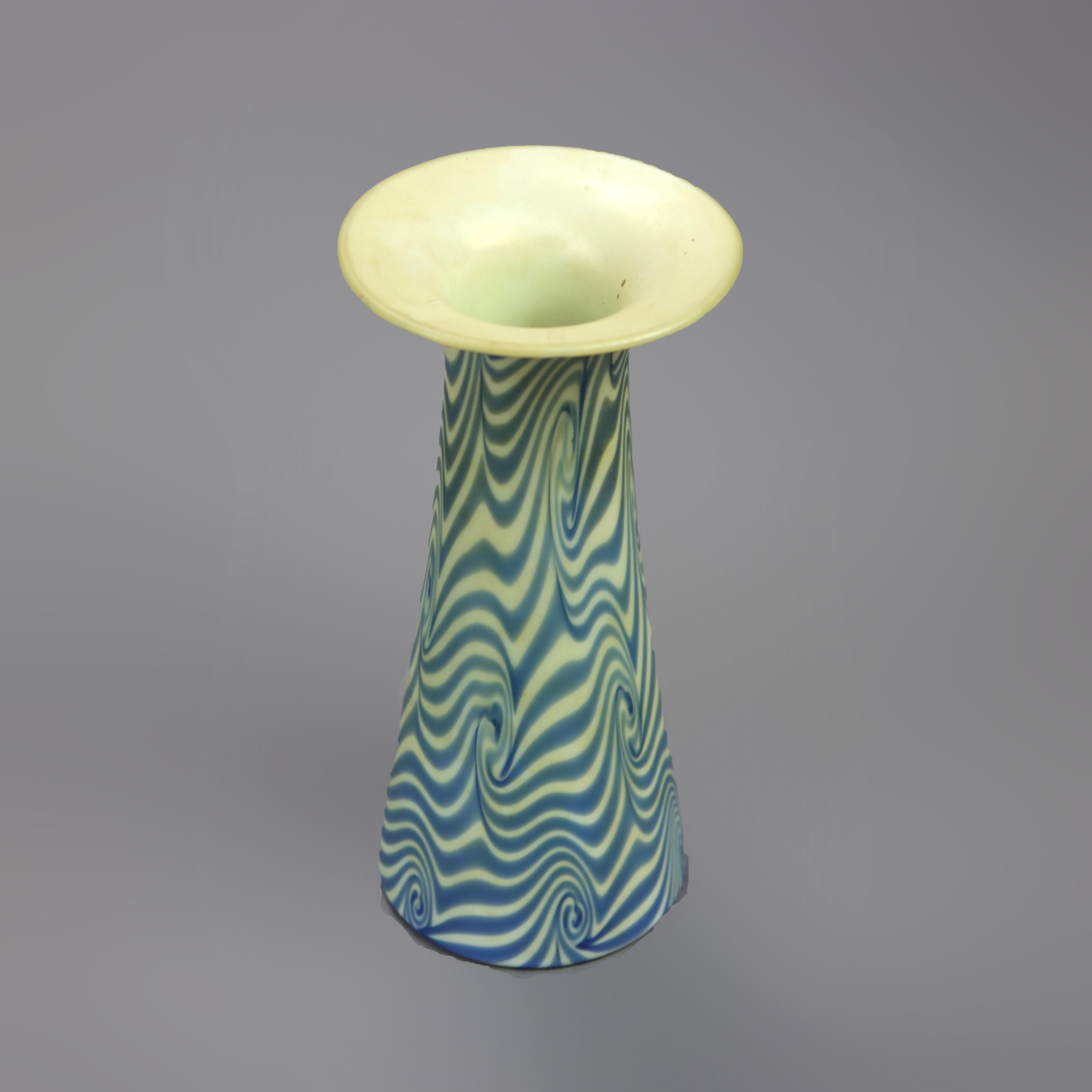 Arts and Crafts Antique Durand Art Glass King Tut Vase, Circa 1930