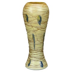 Antike Durand Vase aus Kunstglas mit Fäden, ca. 1930