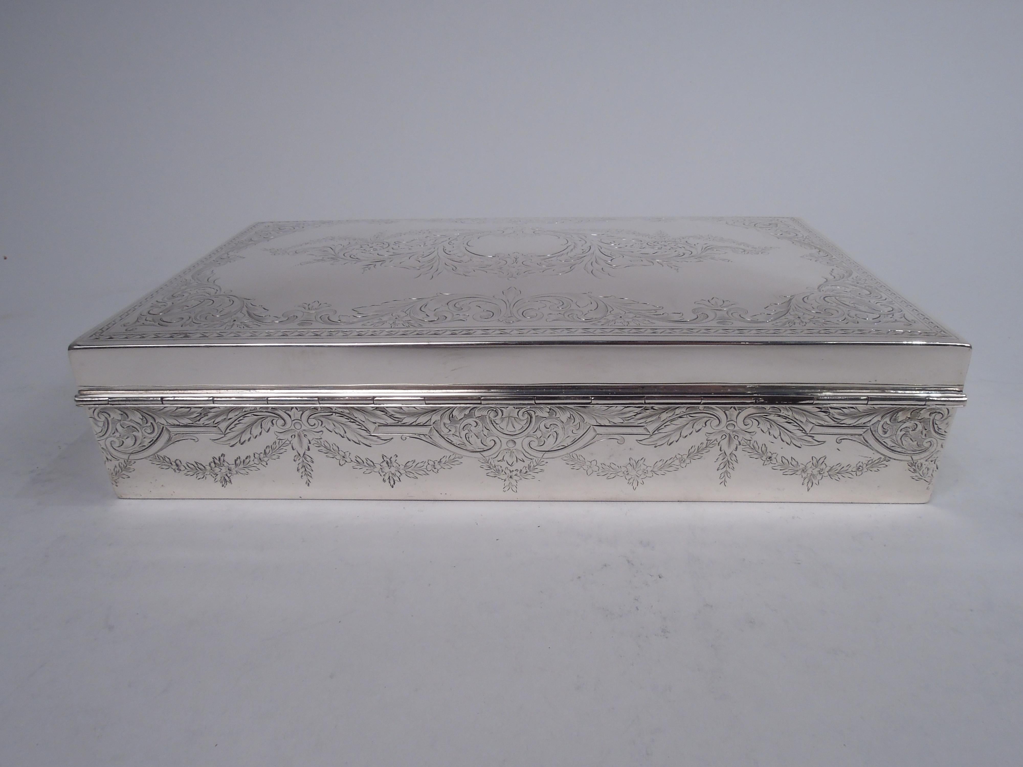 20th Century Antique Durgin American Edwardian Classical Sterling Silver Humidor