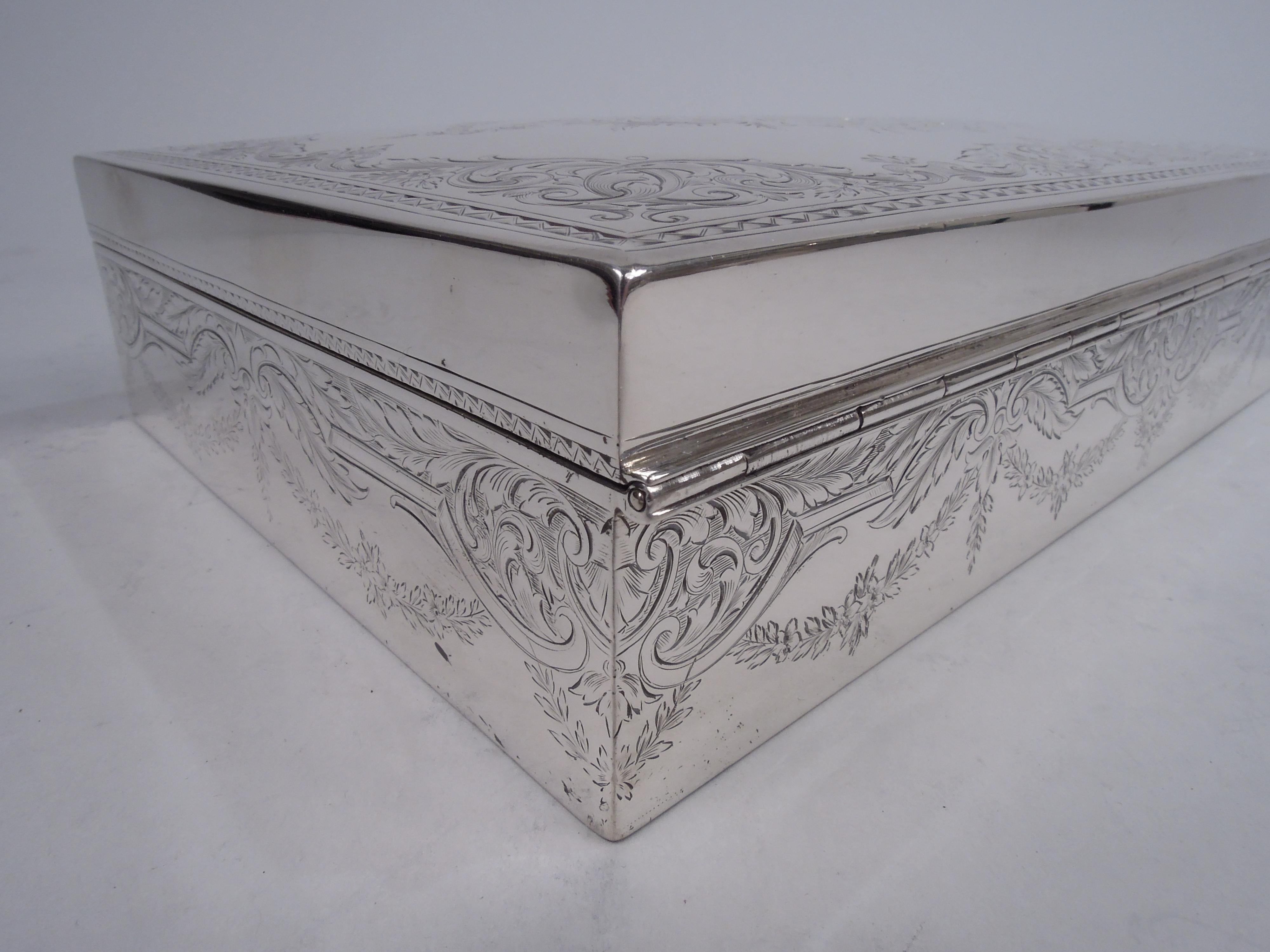 Antique Durgin American Edwardian Classical Sterling Silver Humidor 2