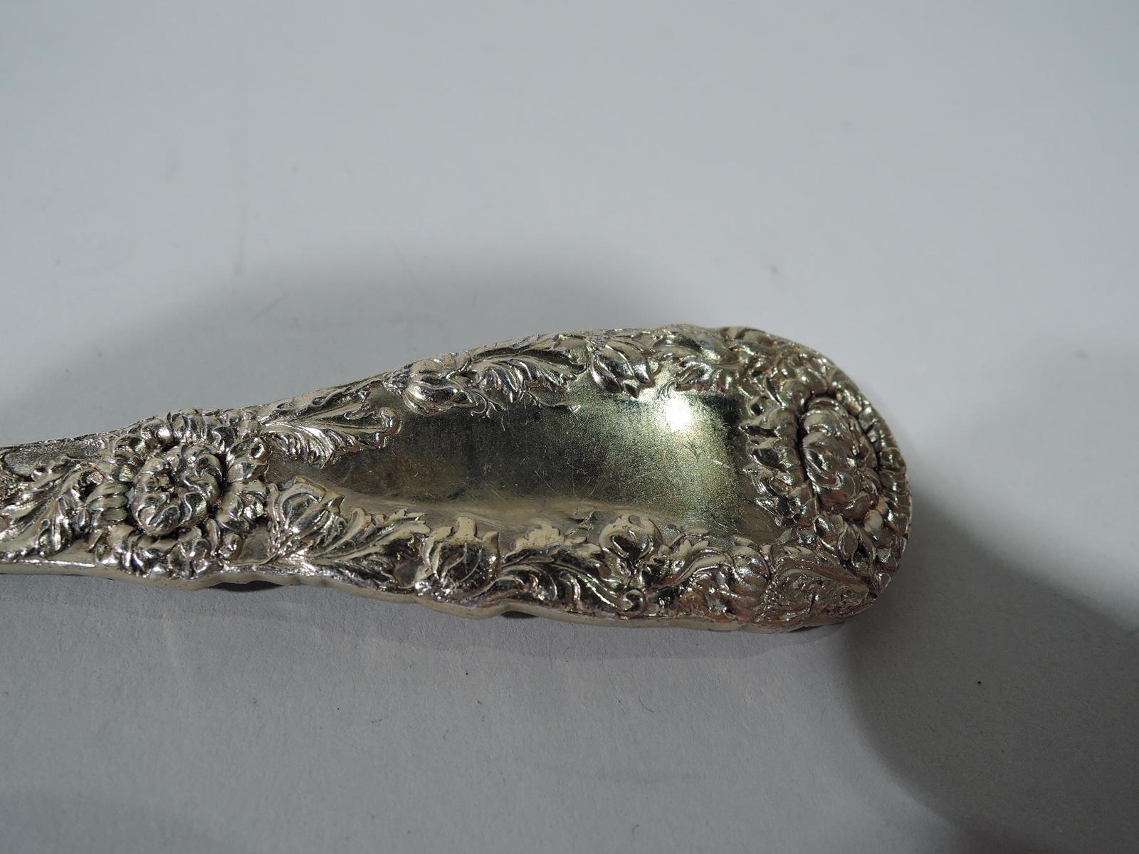 American Antique Durgin Chrysanthemum Gilt Sterling Silver and Enamel Fork