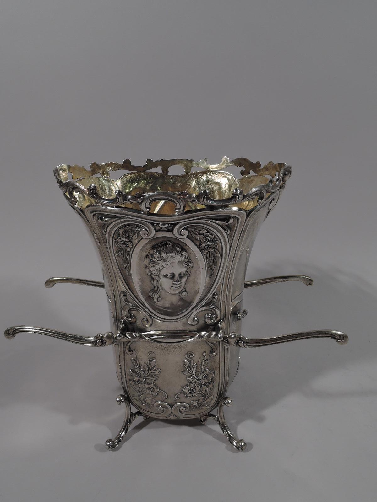 Antique Durgin Rococo Revival Sterling Silver Sedan Chair Vase In Excellent Condition In New York, NY