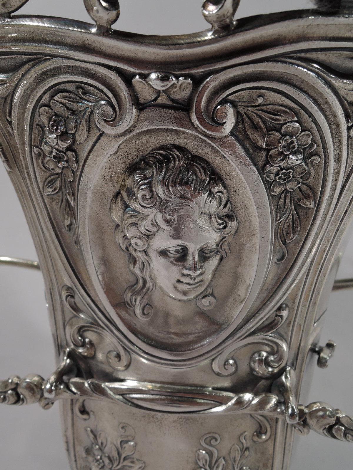 Antique Durgin Rococo Revival Sterling Silver Sedan Chair Vase 1