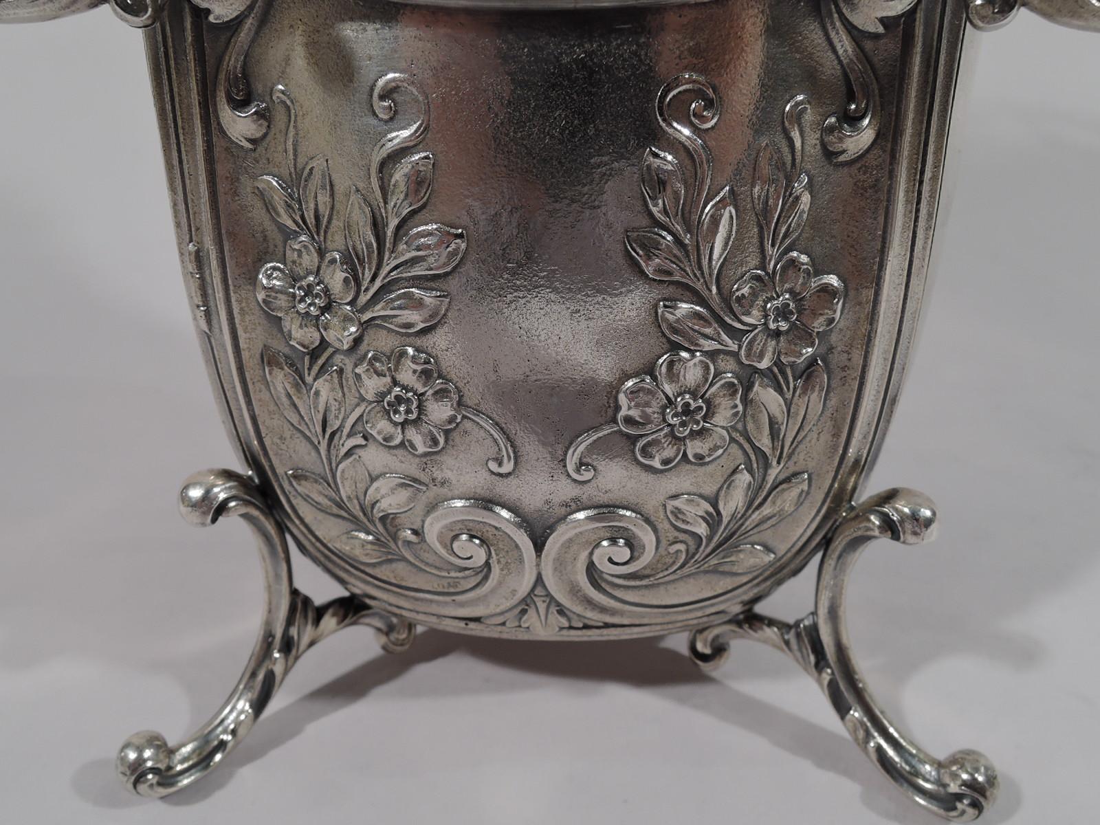 Antique Durgin Rococo Revival Sterling Silver Sedan Chair Vase 2