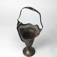 Antique Durgin Sterling Silver Reticulated Weighted Flower Basket C1920