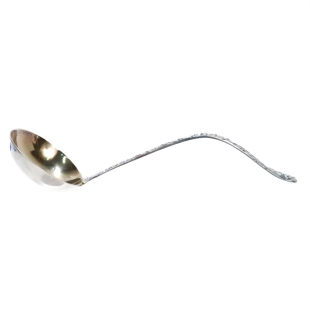 Women's or Men's Antique Durgin Sterling Silver Scroll Pattern Soup Ladle For Sale