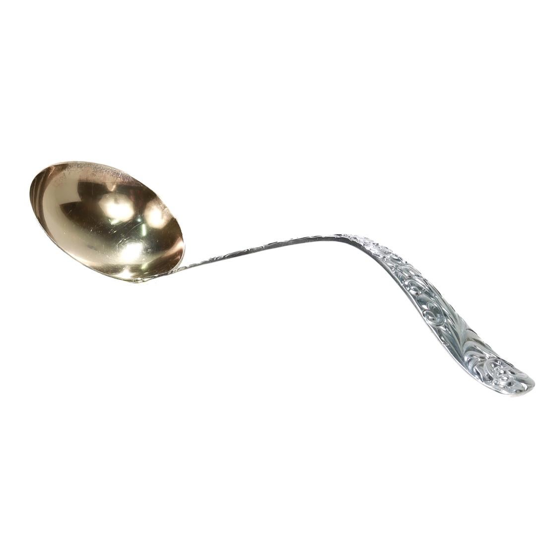 Antique Durgin Sterling Silver Scroll Pattern Soup Ladle For Sale 1