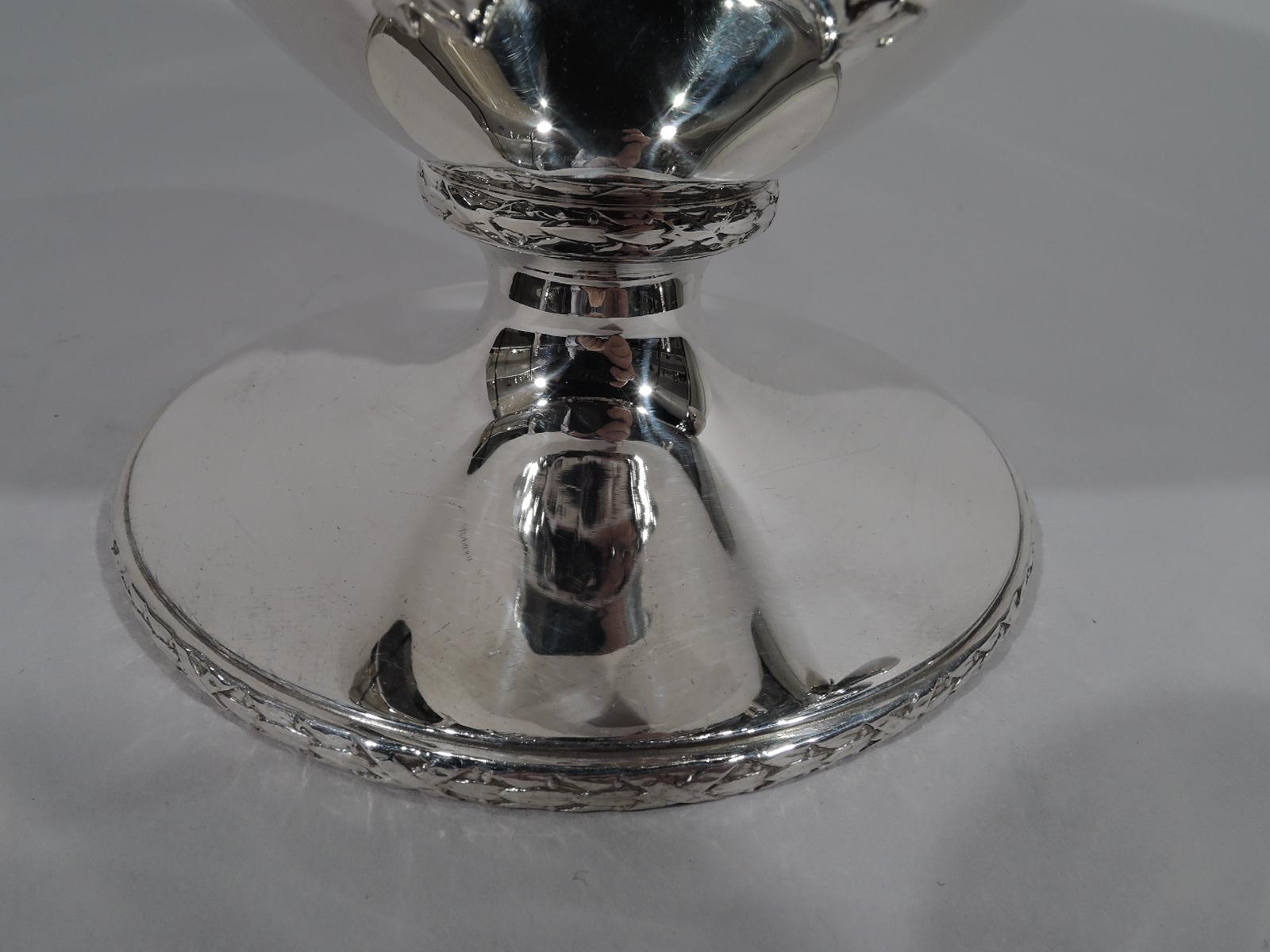 Antique Durgin Sterling Silver Water Pitcher in Regal Empire Pattern In Excellent Condition In New York, NY