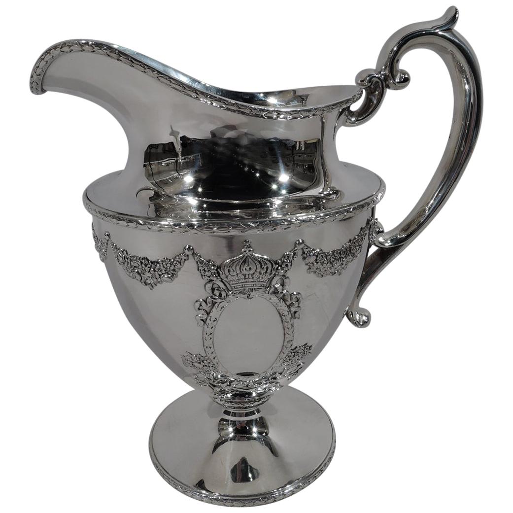 Antique Durgin Sterling Silver Water Pitcher in Regal Empire Pattern
