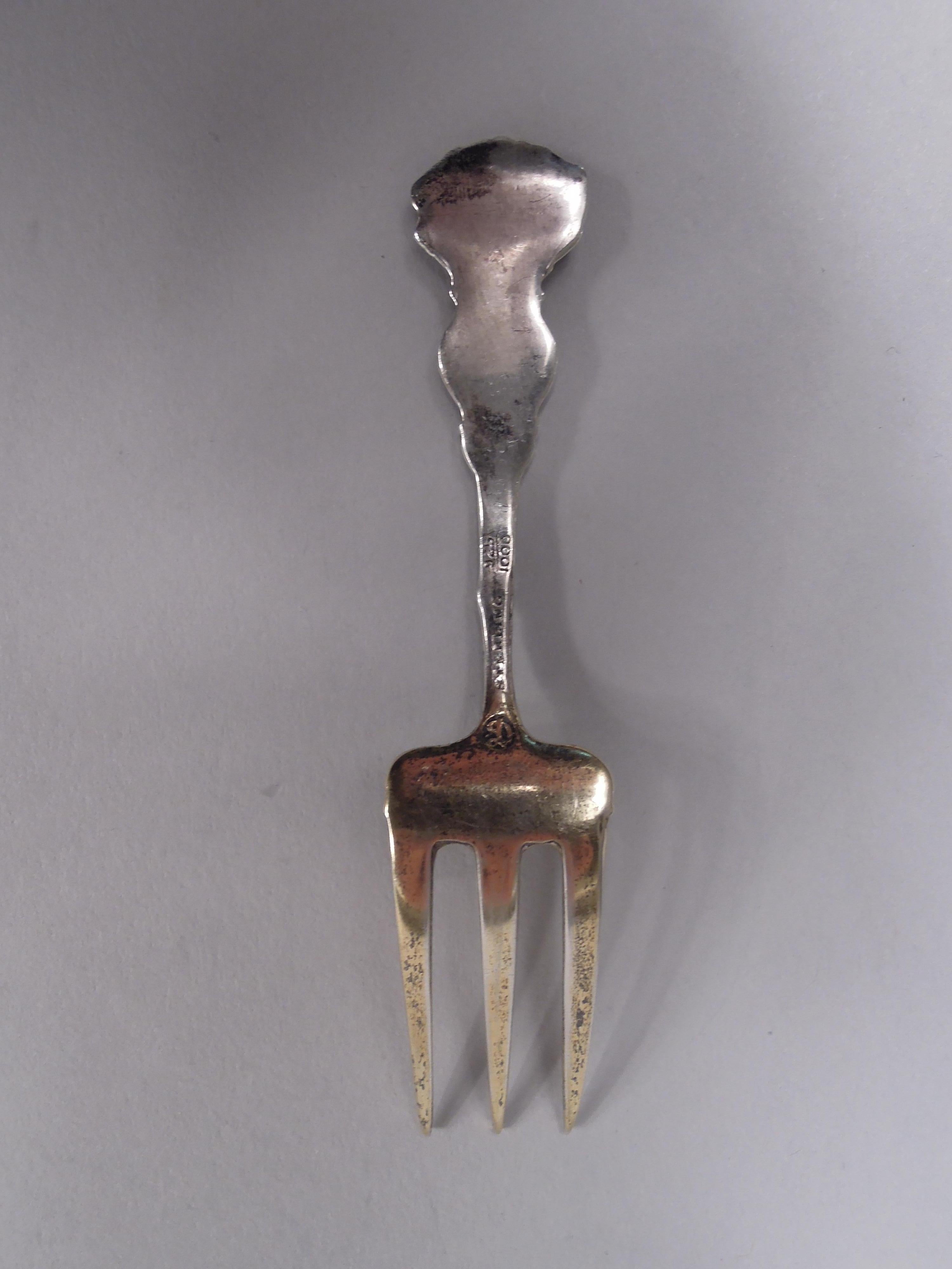 American Antique Durgin Victorian Sterling Silver Strawberry Forks For Sale