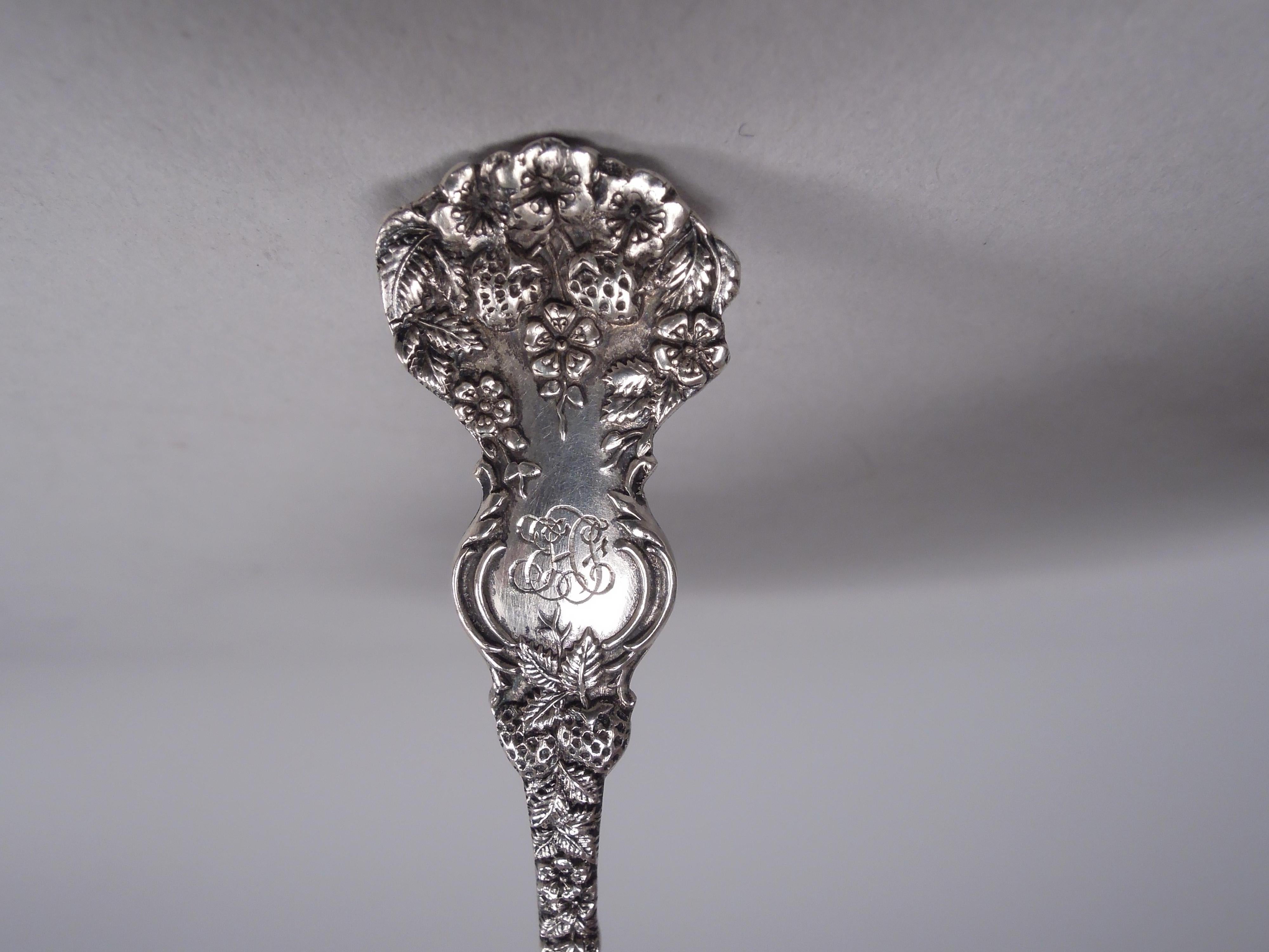 Gilt Antique Durgin Victorian Sterling Silver Strawberry Forks For Sale