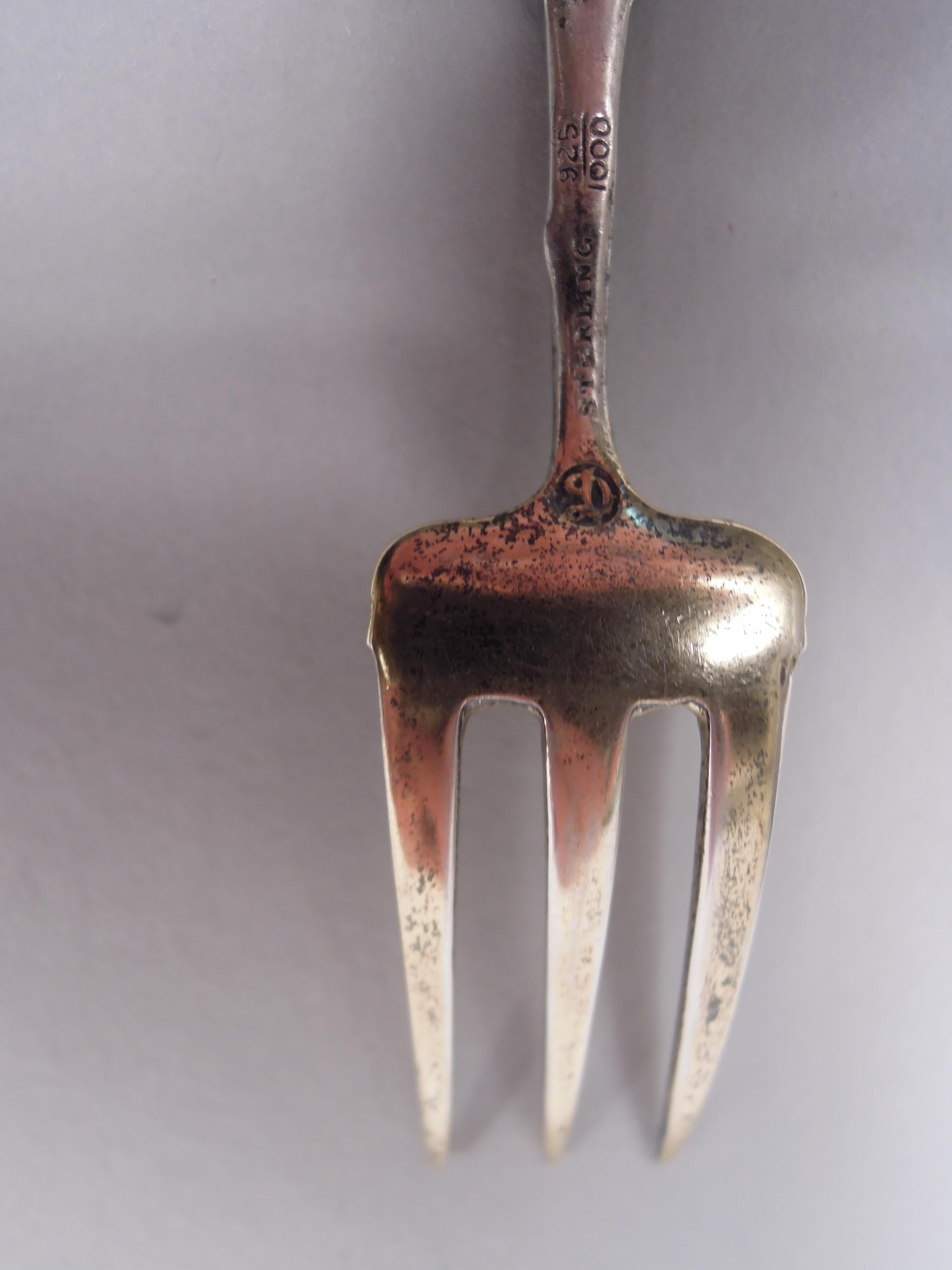 Antique Durgin Victorian Sterling Silver Strawberry Forks For Sale 1