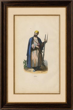 Antique Durrani Afghan Warrior Print, Hand-Colored Costume Lithograph￼ 1852